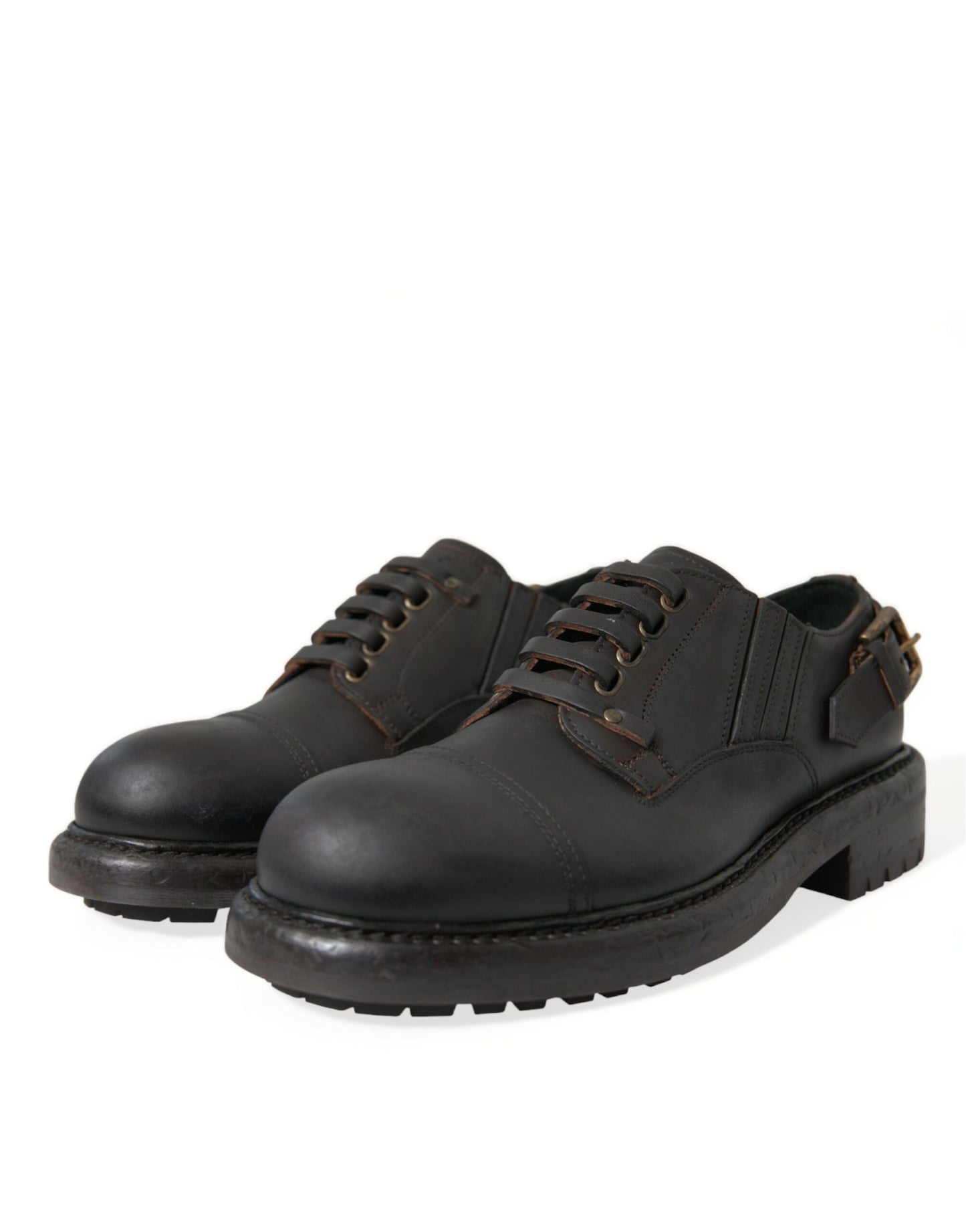 Chaussures habillées à lacets en cuir marron Dolce & Gabbana pour homme