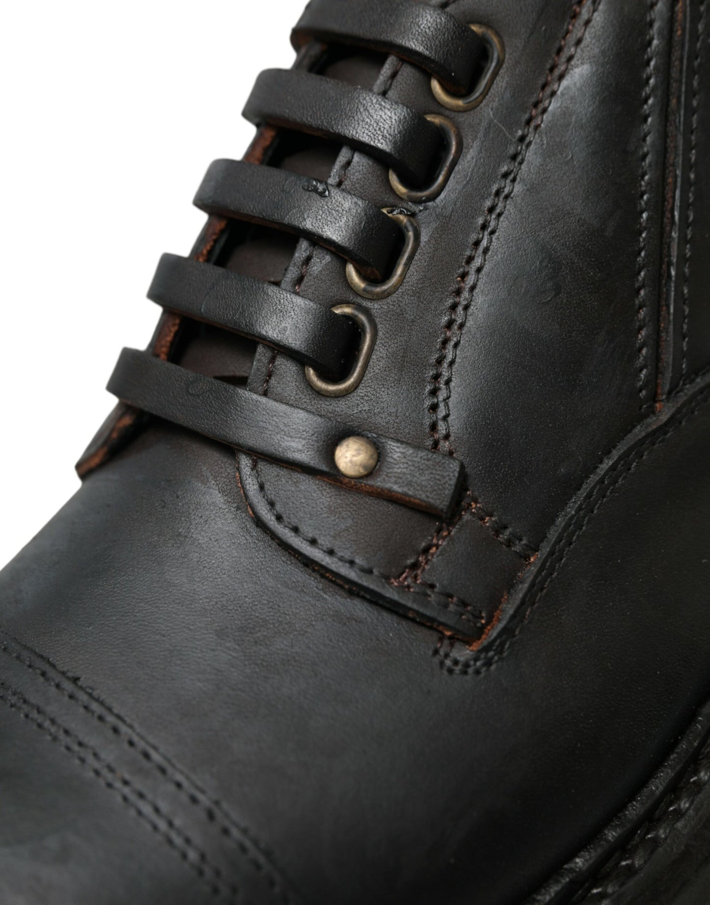 Chaussures habillées à lacets en cuir marron Dolce & Gabbana pour homme
