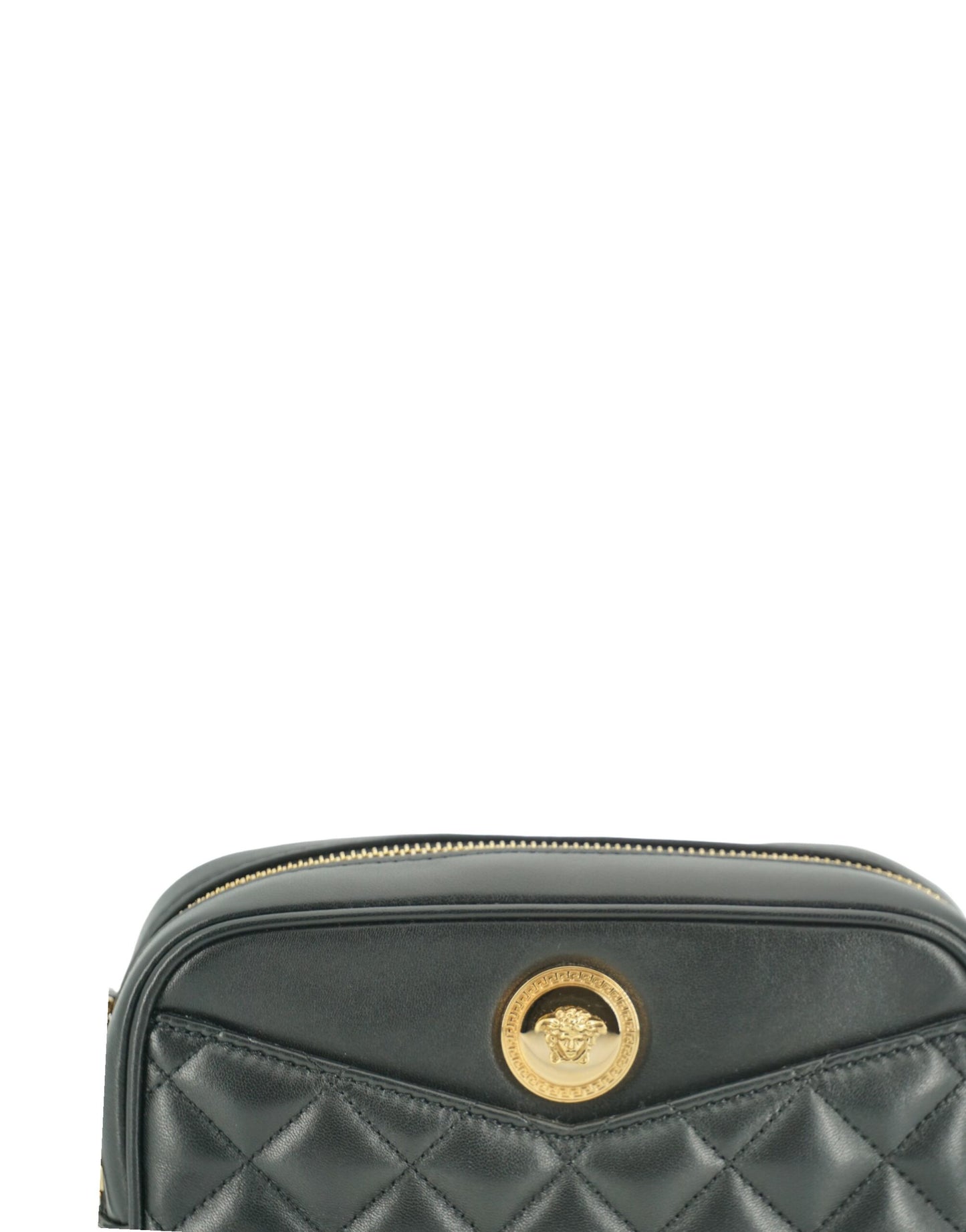 Versace – Elegante kleine Umhängetasche aus schwarzem Leder