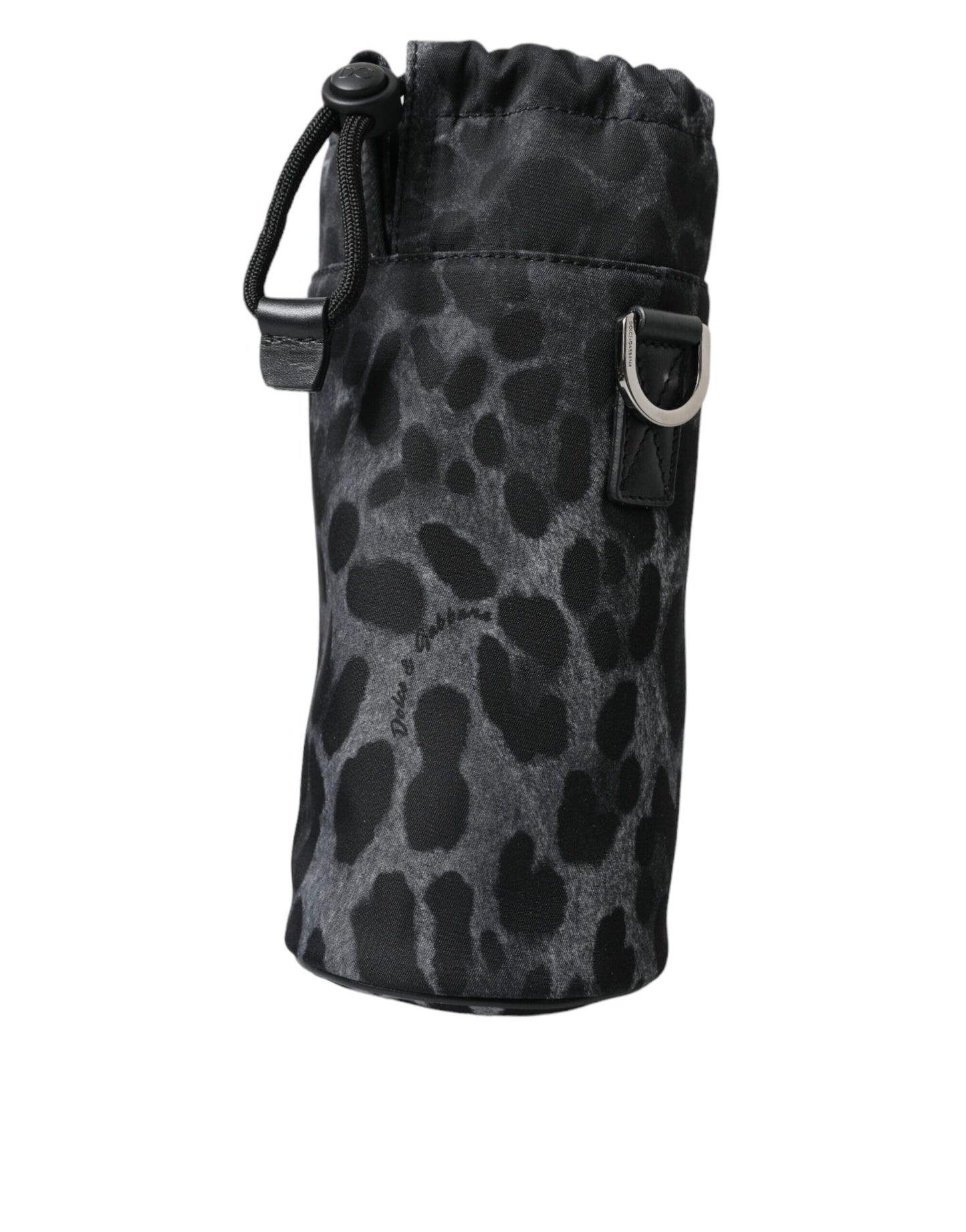 Sac fourre-tout rond et fin à motif léopard noir Dolce & Gabbana