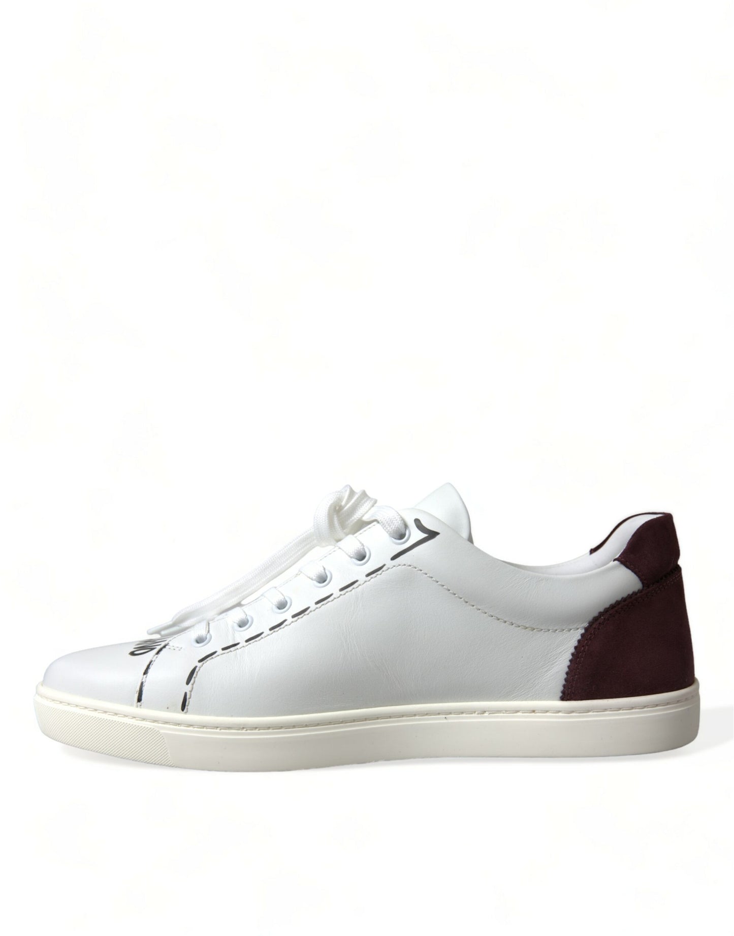 Baskets basses Dolce & Gabbana en cuir blanc bordeaux avec logo