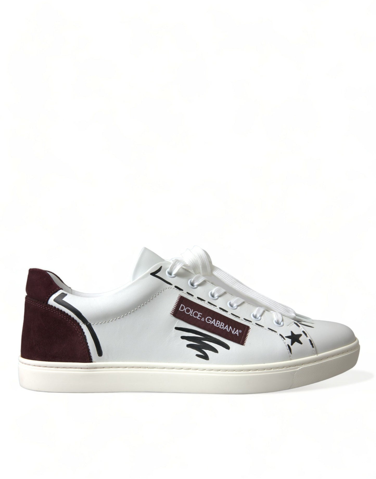 Baskets basses Dolce & Gabbana en cuir blanc bordeaux avec logo