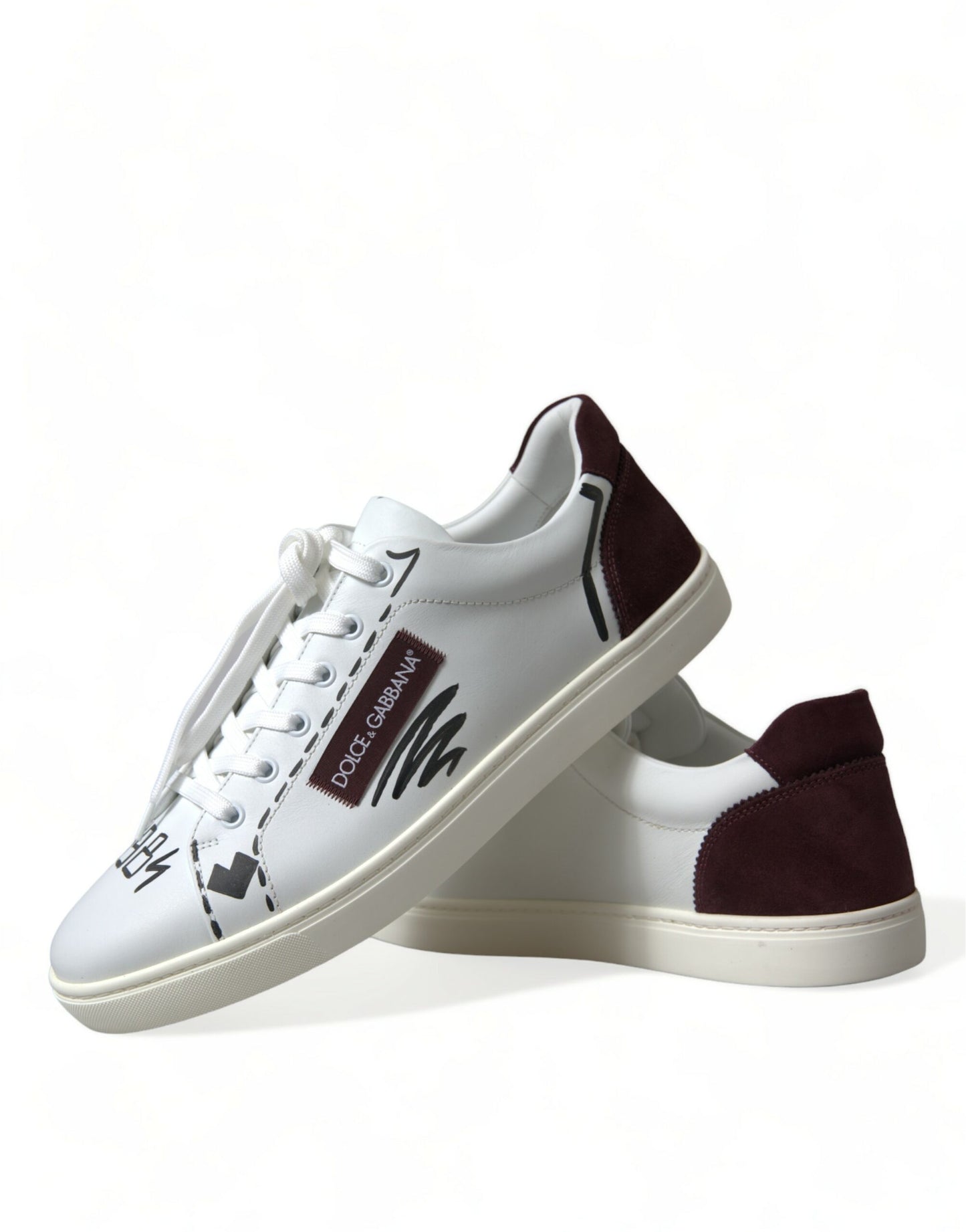 Baskets basses Dolce & Gabbana en cuir blanc bordeaux avec logo