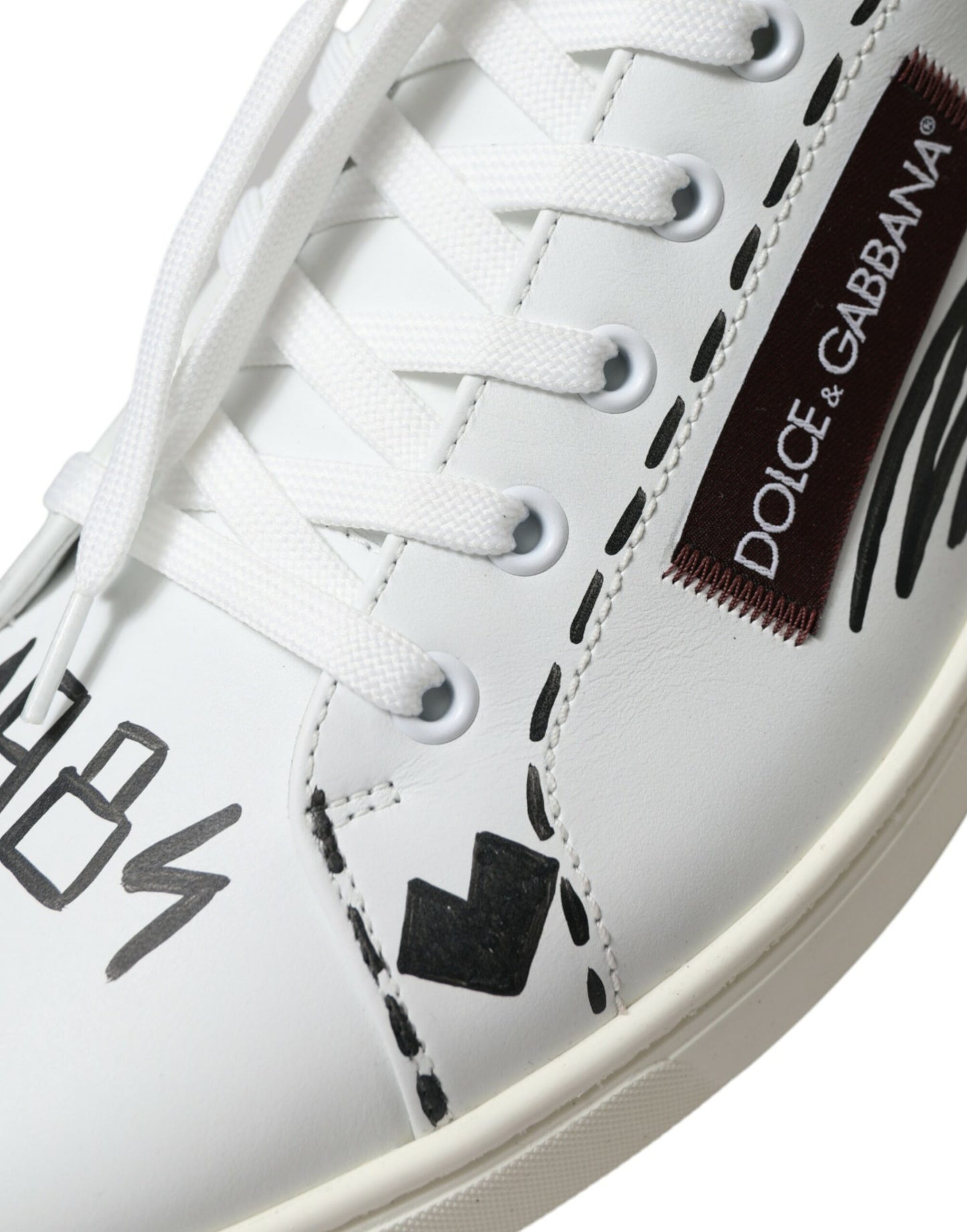 Baskets basses Dolce & Gabbana en cuir blanc bordeaux avec logo
