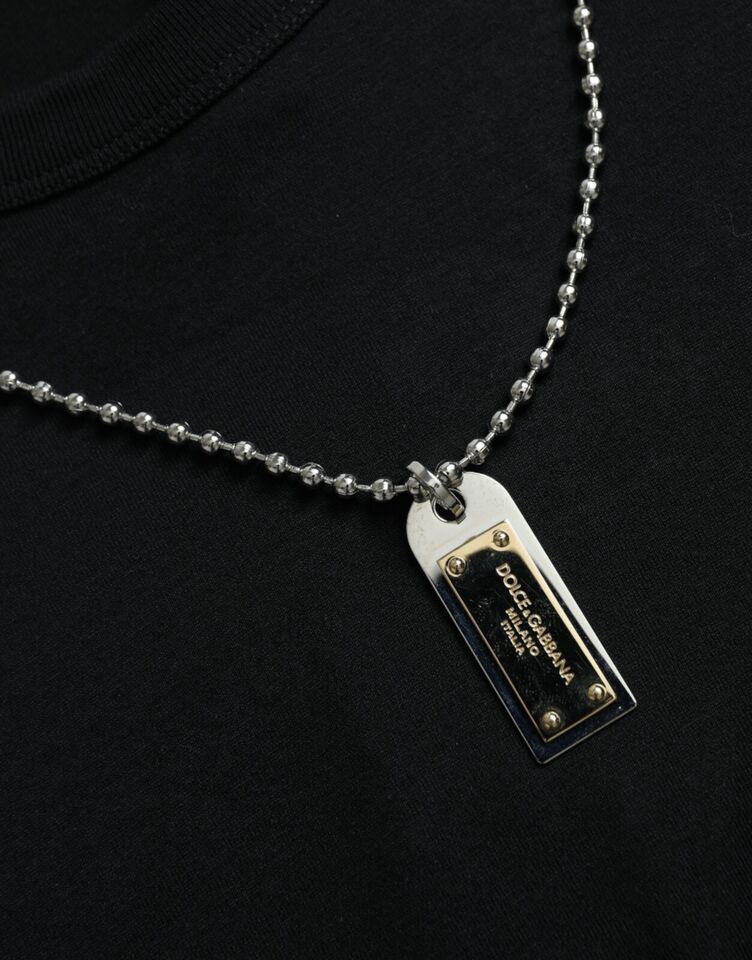 T-shirt à manches courtes Dolce & Gabbana noir avec chaîne en argent