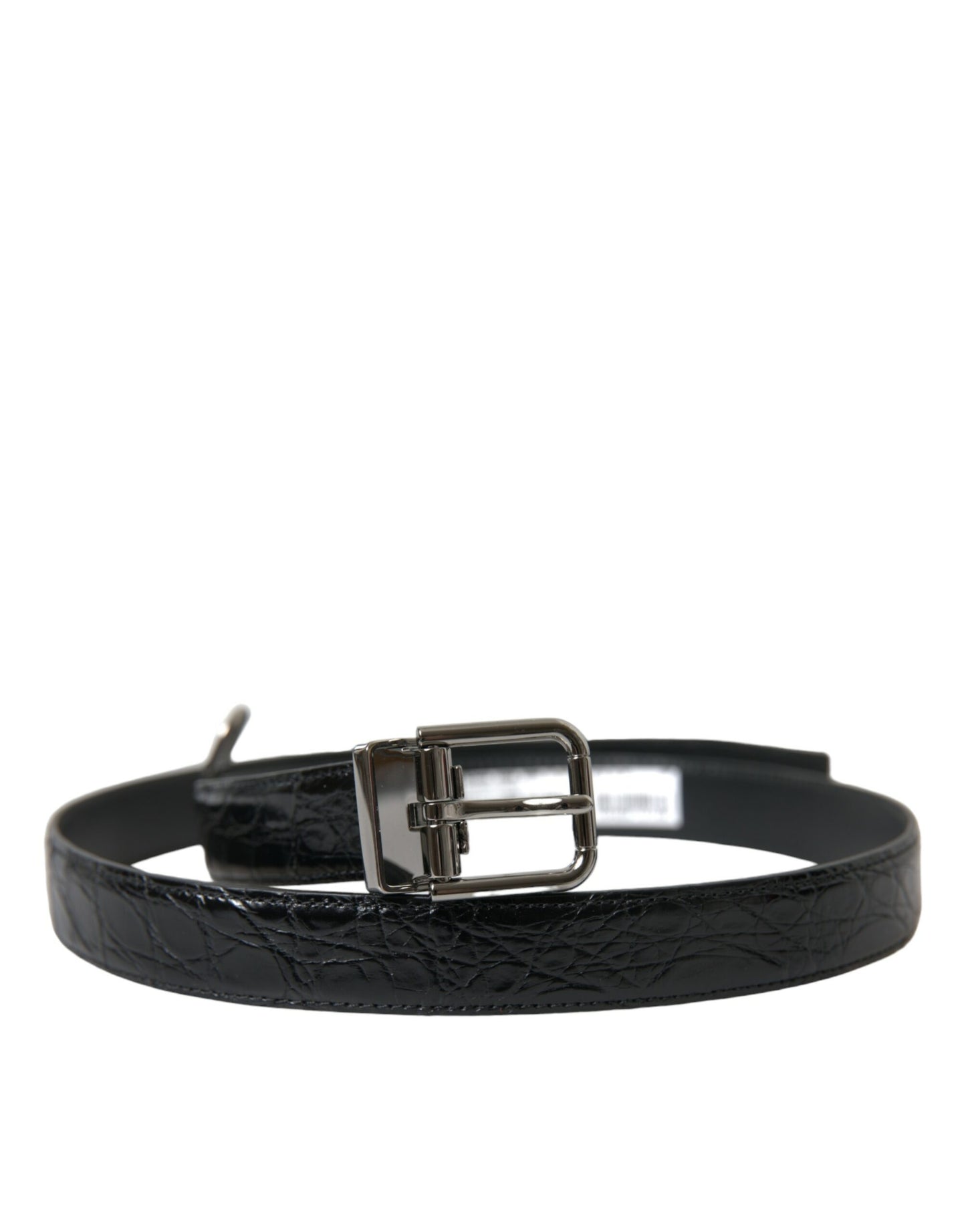 Ceinture Dolce & Gabbana en cuir noir avec boucle en métal argenté