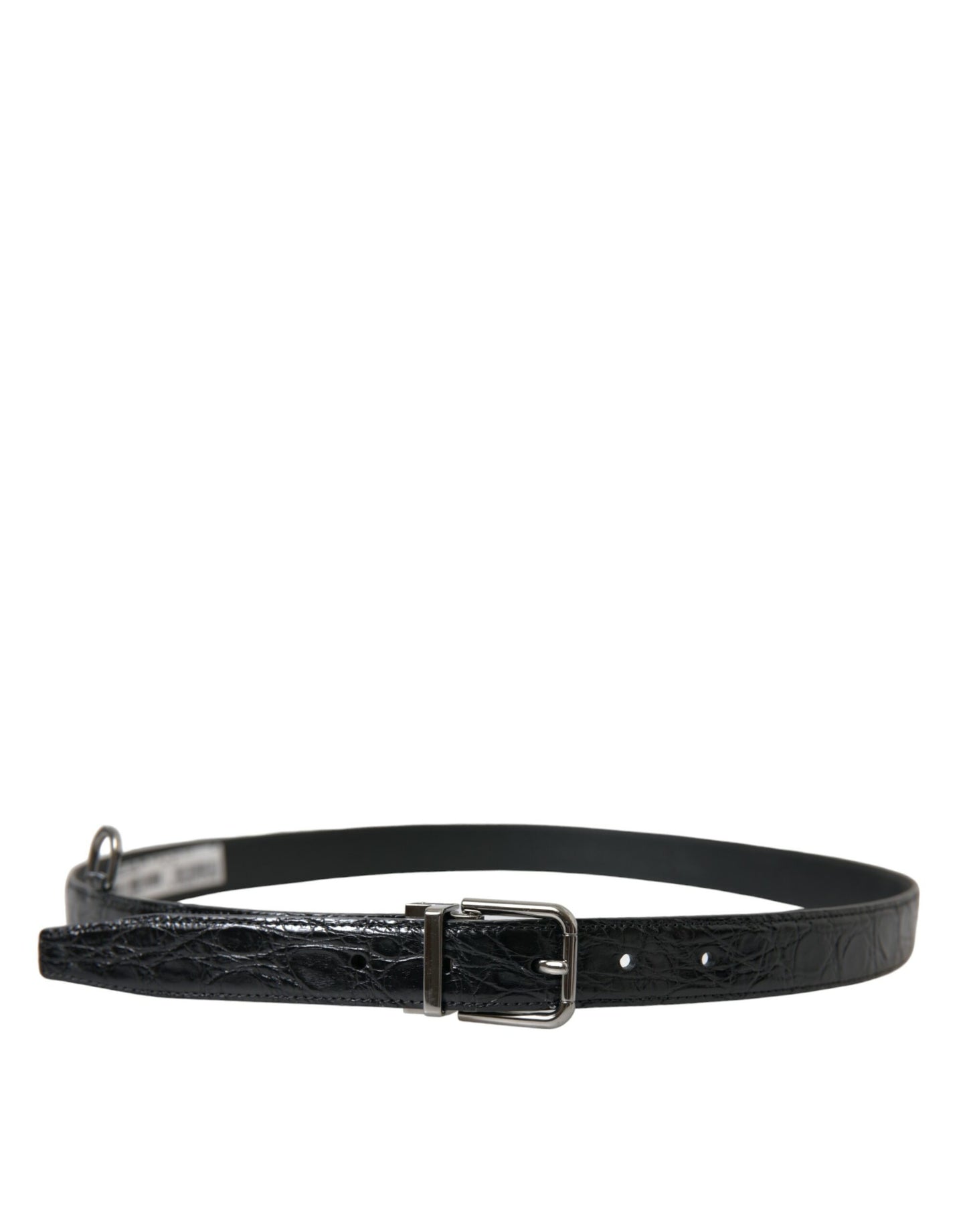 Ceinture Dolce & Gabbana en cuir noir avec boucle en métal argenté
