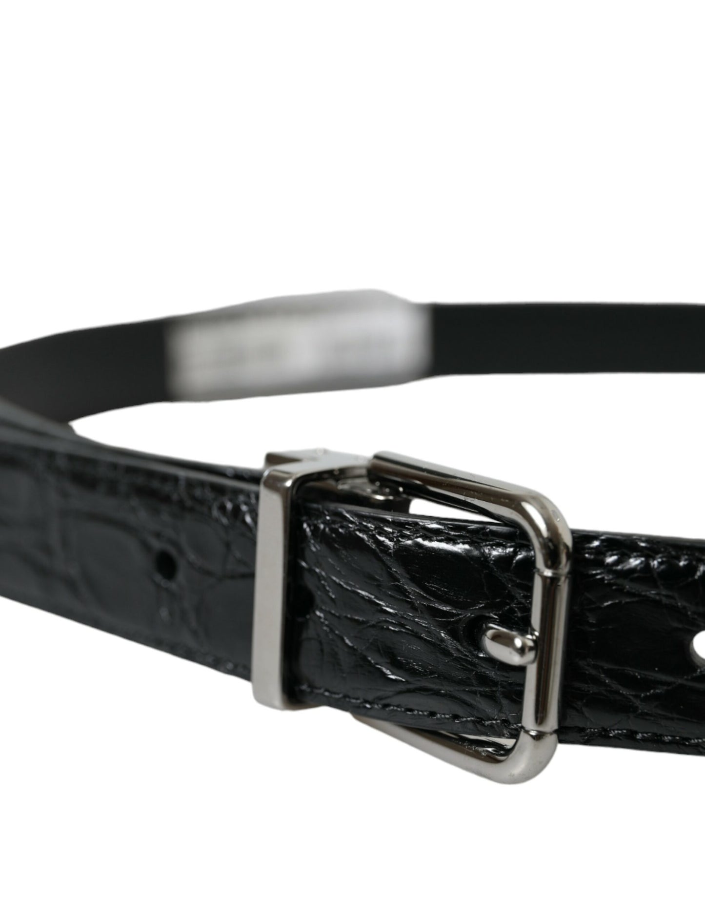 Ceinture Dolce & Gabbana en cuir noir avec boucle en métal argenté