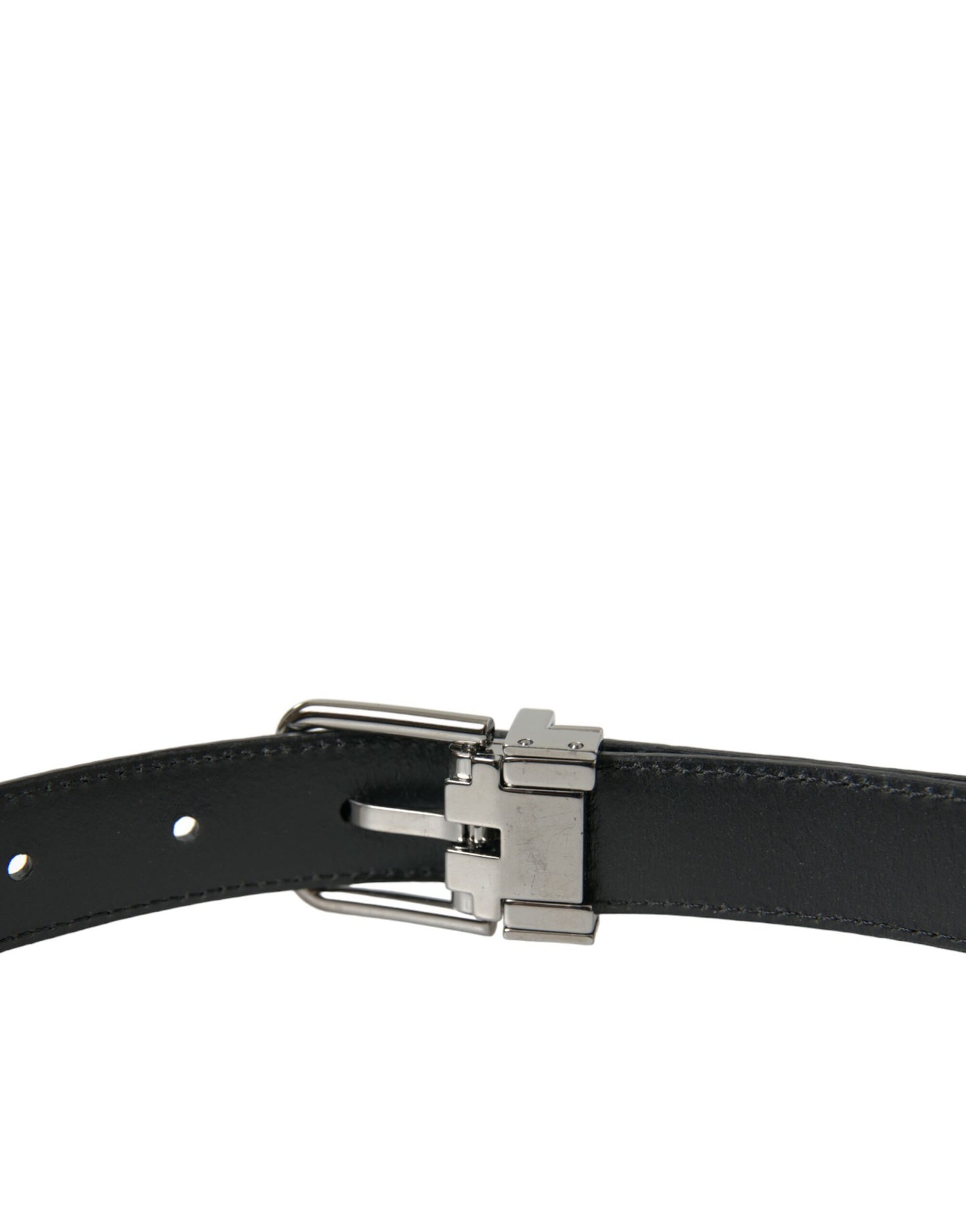 Ceinture Dolce & Gabbana en cuir noir avec boucle en métal argenté