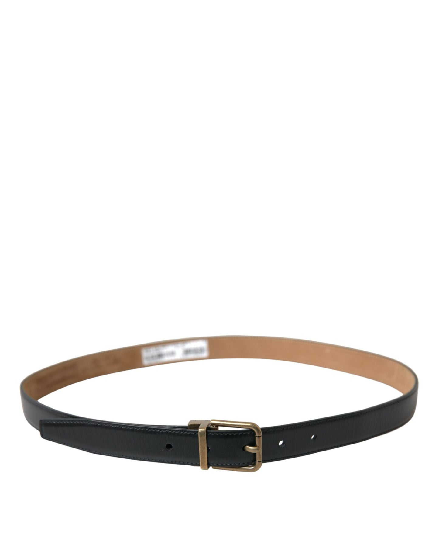 حزام جلد عجل أسود من Dolce & Gabbana مزود بإبزيم معدني ذهبي.
