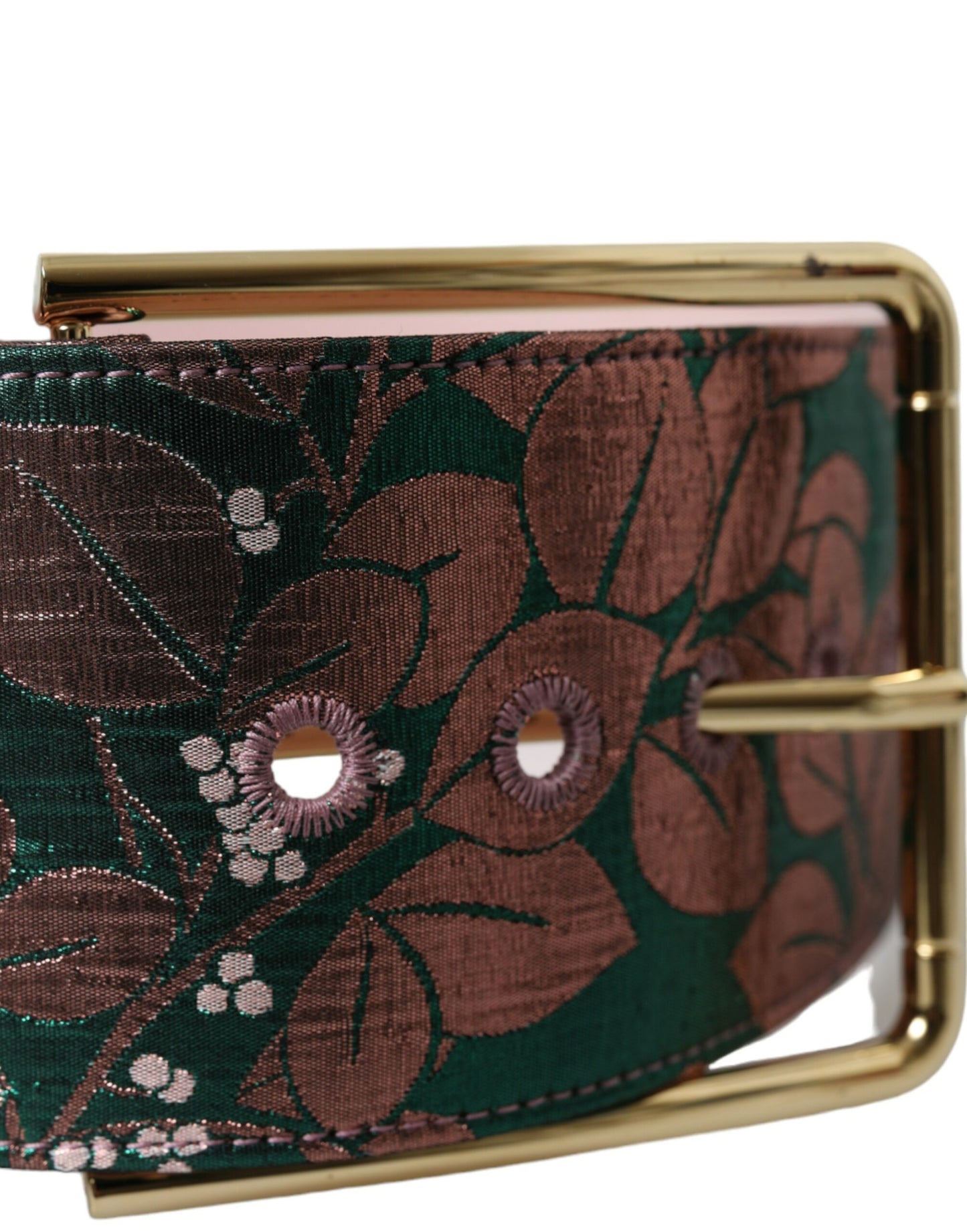 Ceinture Dolce & Gabbana en jacquard floral multicolore et lurex avec boucle dorée