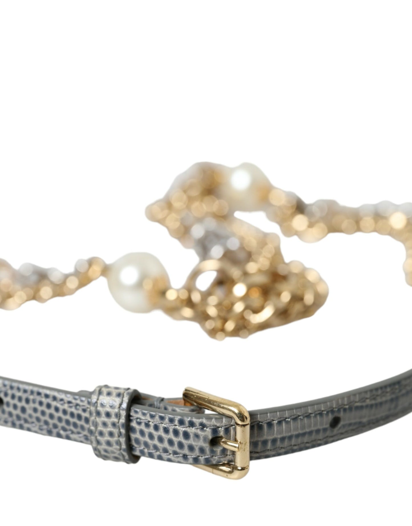 Ceinture à chaîne en laiton doré tressé bleu Dolce & Gabbana