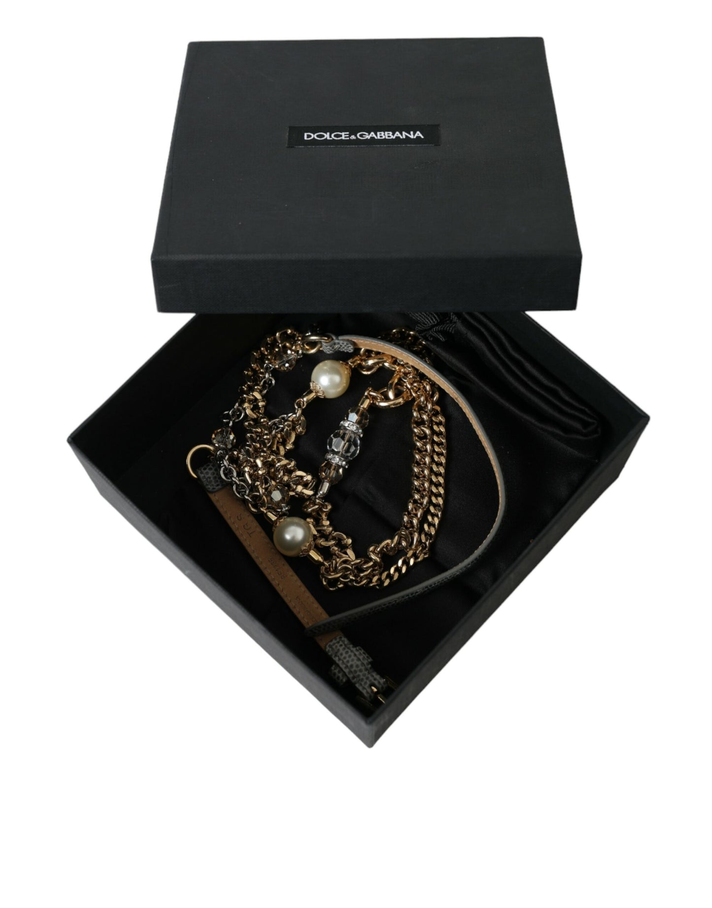 Ceinture à chaîne en laiton doré tressé bleu Dolce & Gabbana