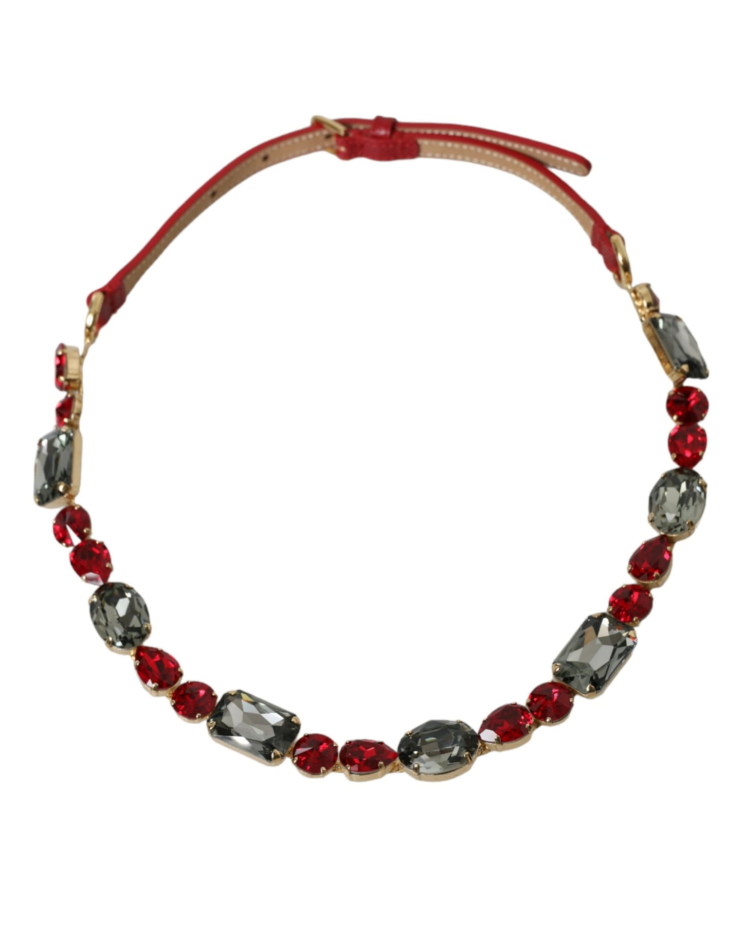 Ceinture en cuir rouge avec chaîne et cristaux Dolce & Gabbana