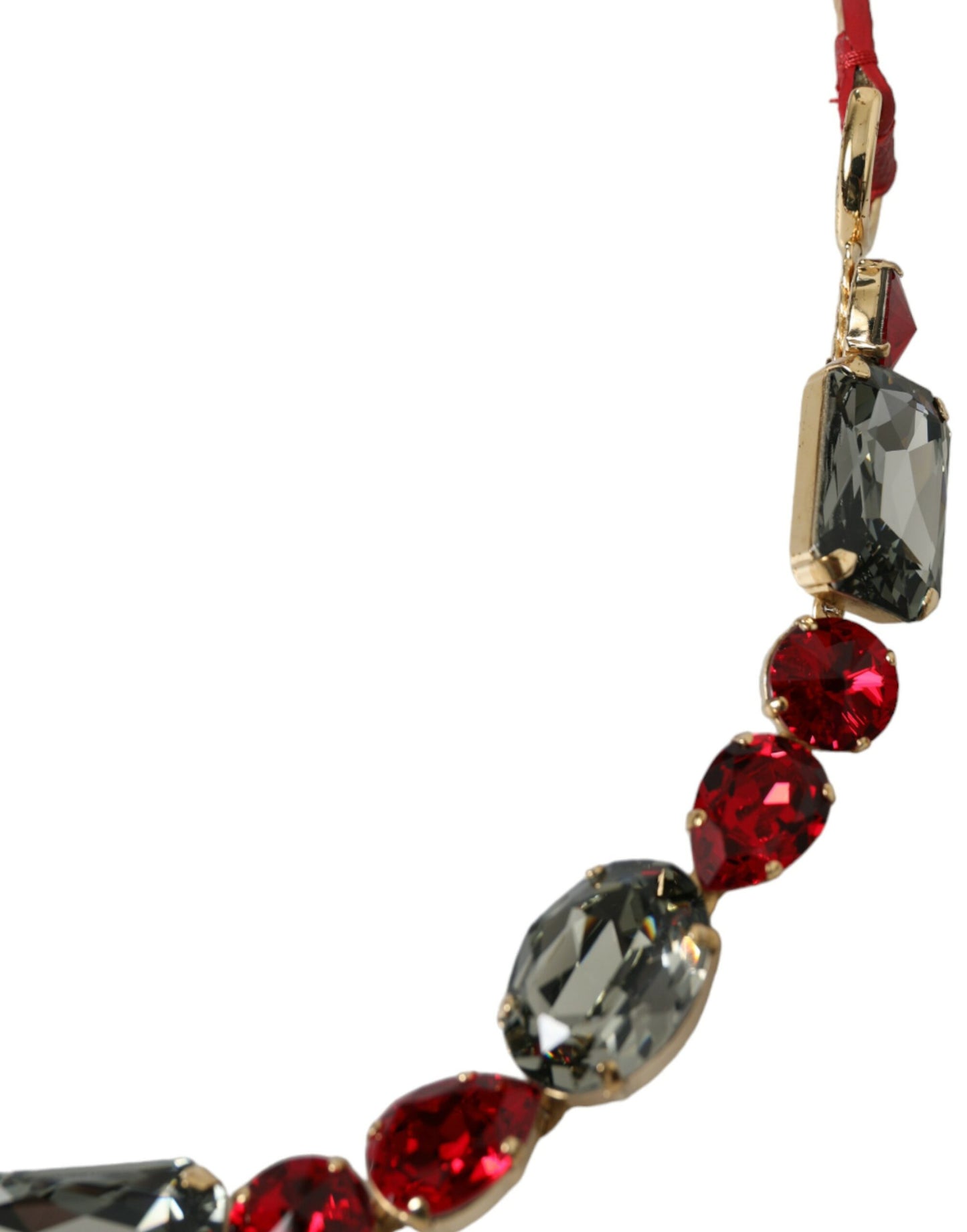 Ceinture en cuir rouge avec chaîne et cristaux Dolce & Gabbana
