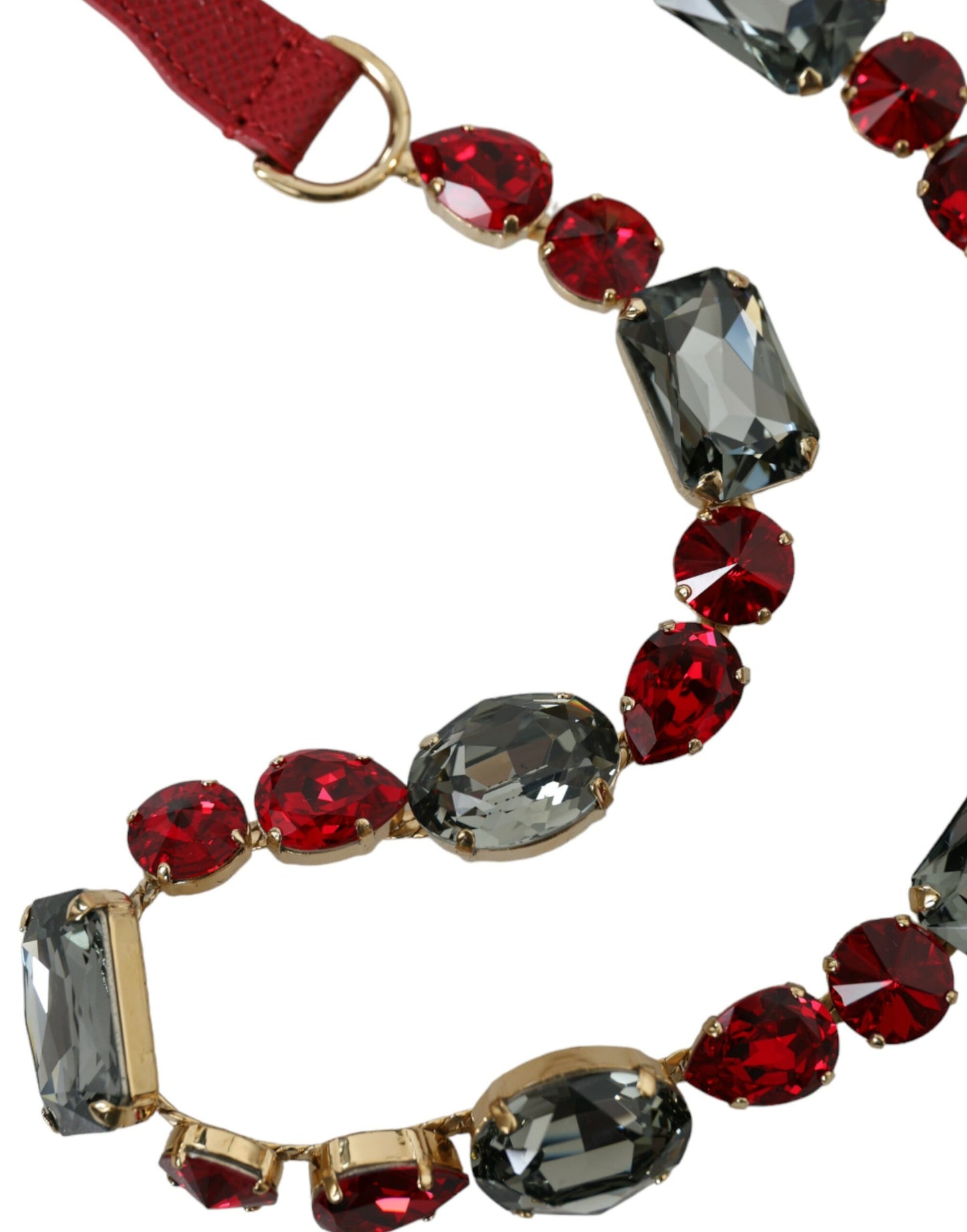 Ceinture en cuir rouge avec chaîne et cristaux Dolce & Gabbana