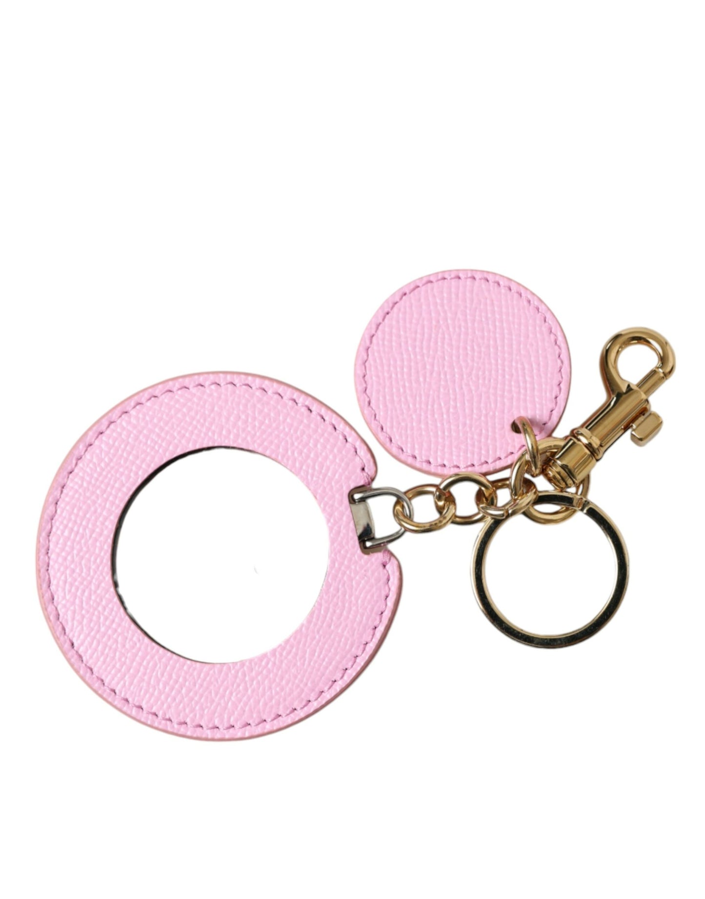 Porte-clés Dolce & Gabbana en cuir de veau rose avec logo imprimé en métal doré