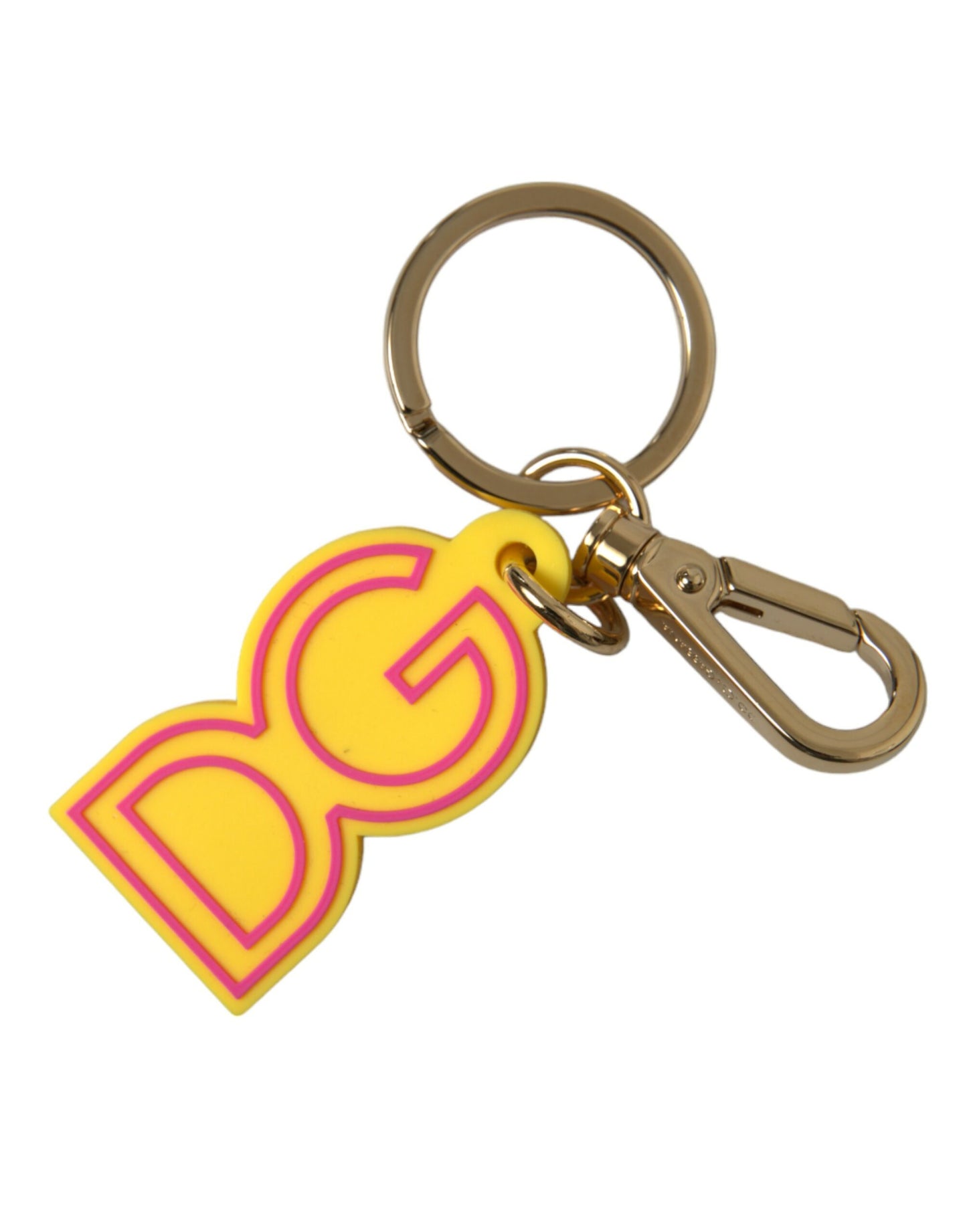 Porte-clés Dolce & Gabbana en caoutchouc jaune et métal doré avec logo DG