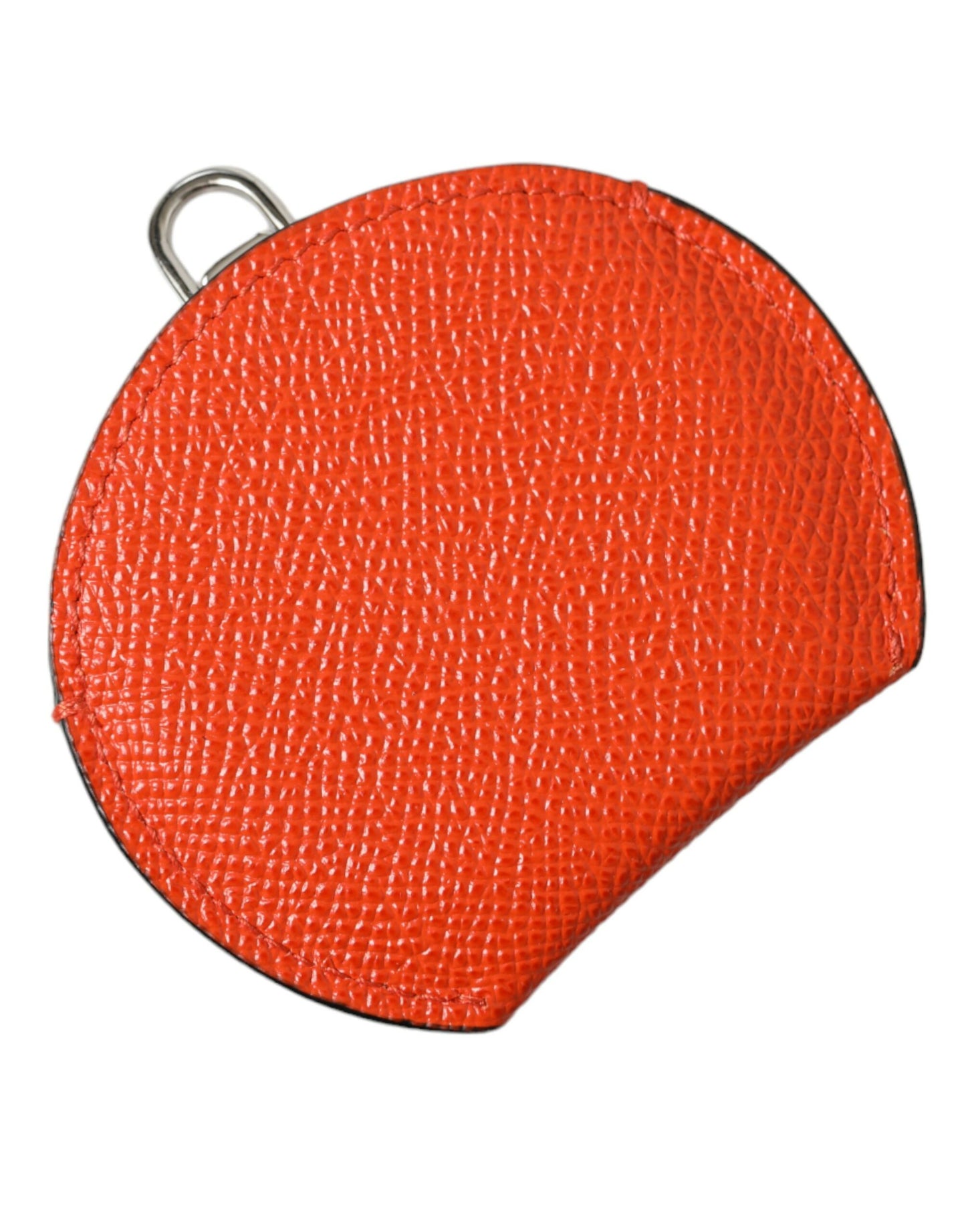 Porte-miroir rond en cuir de veau orange Dolce & Gabbana avec logo