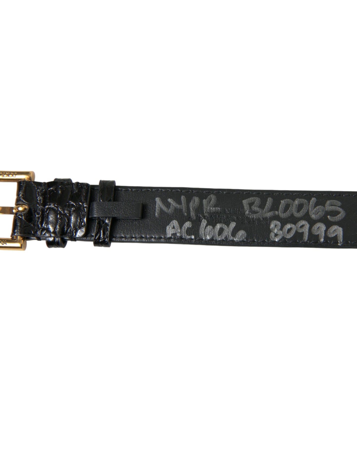 Bracelet Dolce & Gabbana en cuir texturé noir avec boucle en métal doré