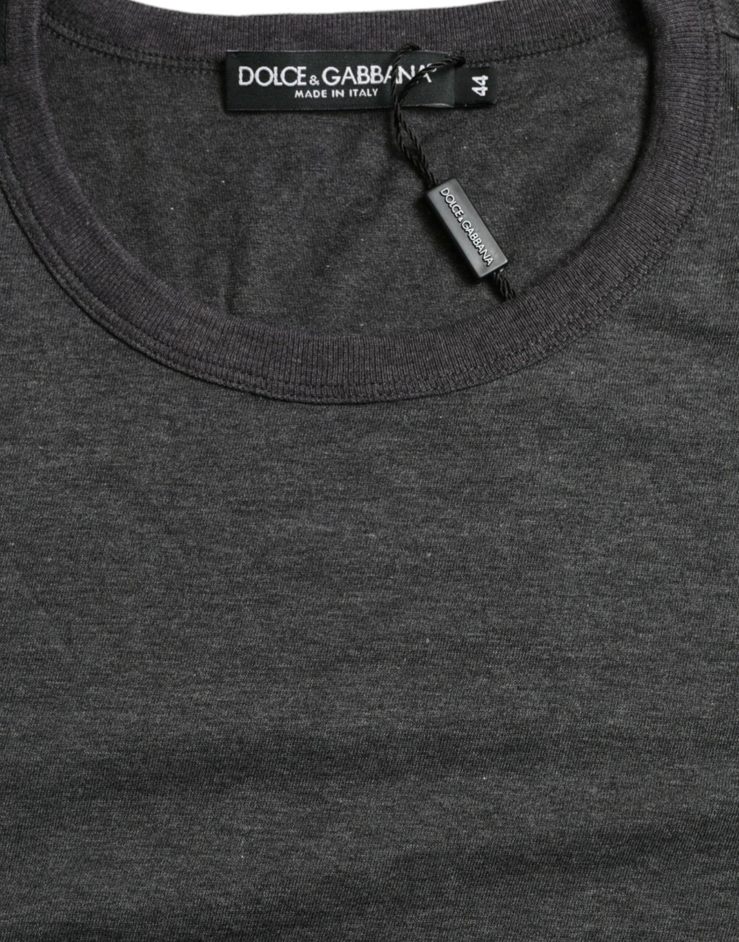 Dolce & Gabbana Dark Gray Cotton Crew Neck T-shirt