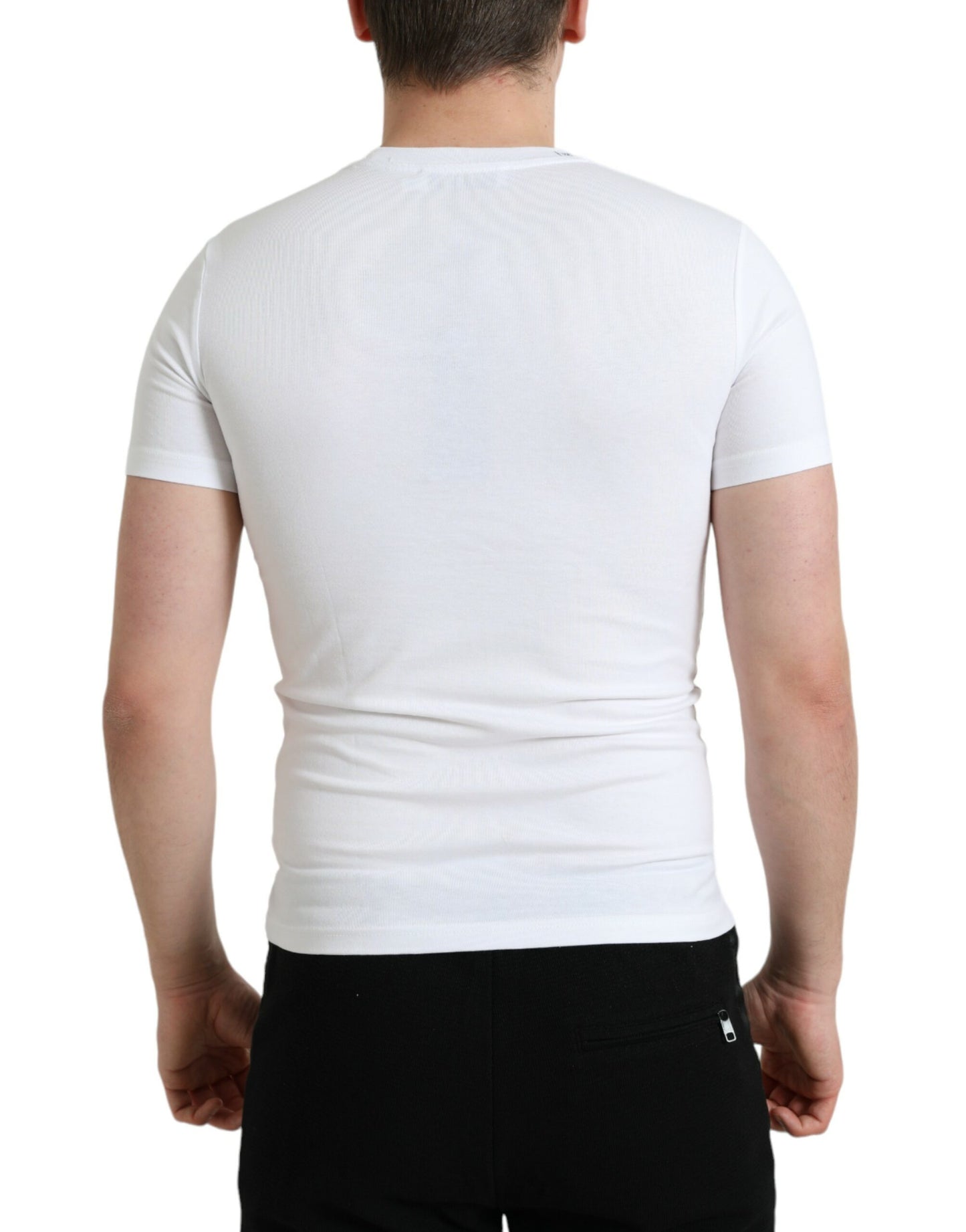 T-shirt ras du cou en coton blanc avec logo imprimé Dolce & Gabbana