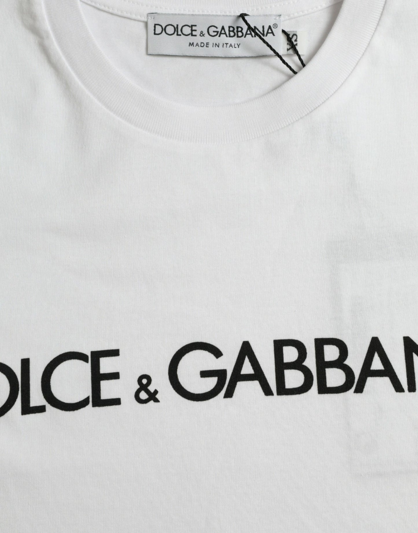 T-shirt ras du cou en coton blanc avec logo imprimé Dolce & Gabbana