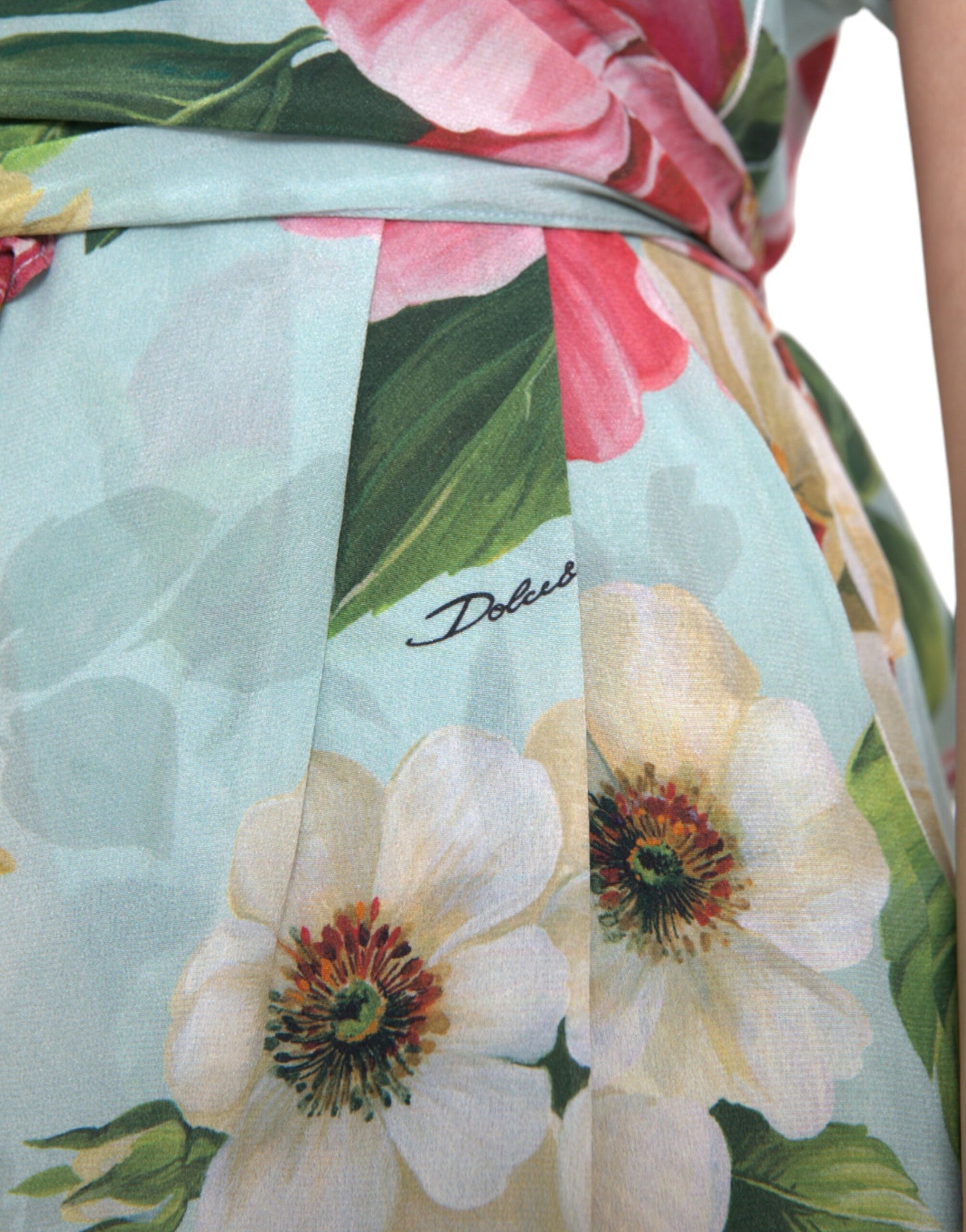 Robe-combinaison portefeuille à jambe large et motif floral bleu Dolce & Gabbana