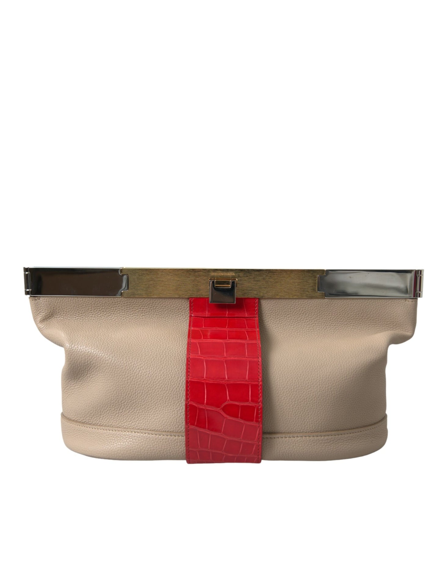 Sac pochette Balenciaga en cuir exotique bicolore beige et rouge