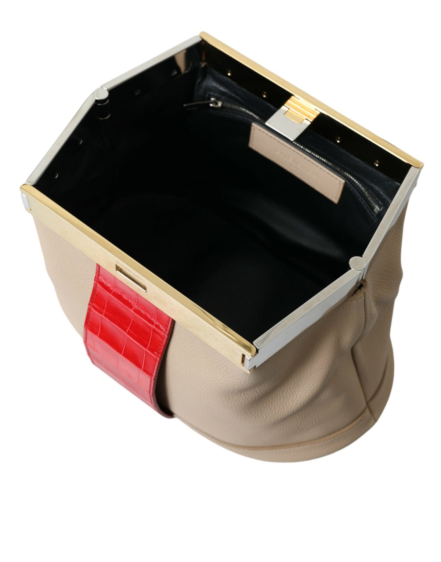 Sac pochette Balenciaga en cuir exotique bicolore beige et rouge