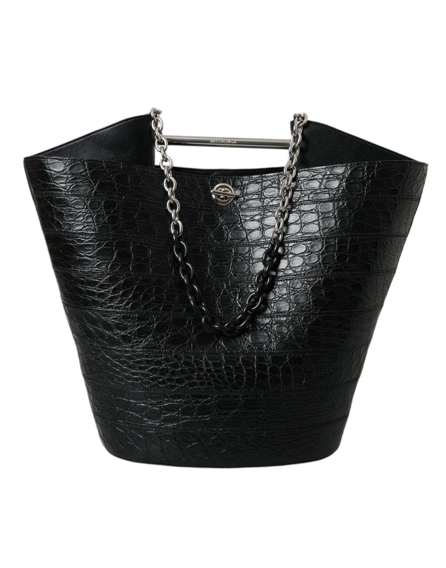 Sac fourre-tout seau maxi en cuir exotique noir Balenciaga