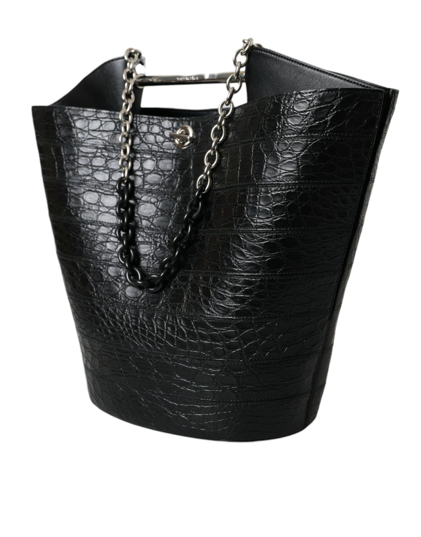Sac fourre-tout seau maxi en cuir exotique noir Balenciaga