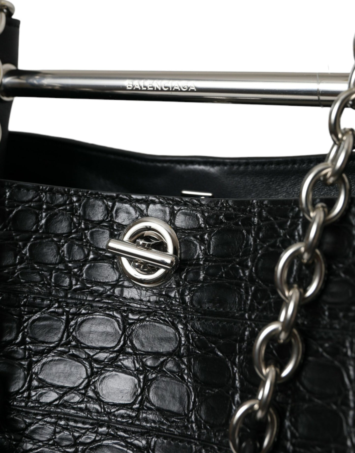 Sac fourre-tout seau maxi en cuir exotique noir Balenciaga