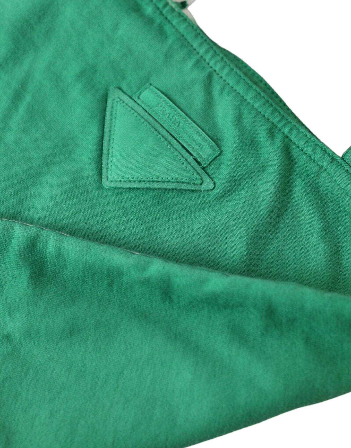 Prada Green Jersey Fabric Logo Shoulder Shopping Tote Shopping Bag