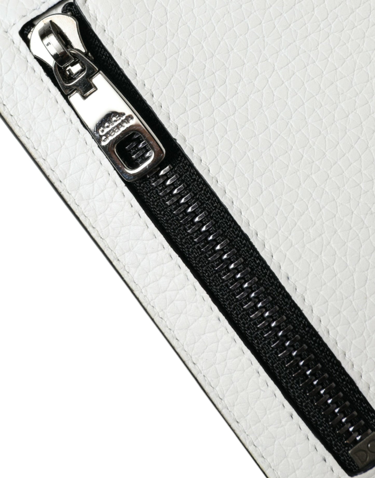 Portefeuille porte-cartes Dolce & Gabbana en cuir de veau blanc avec cordon et logo