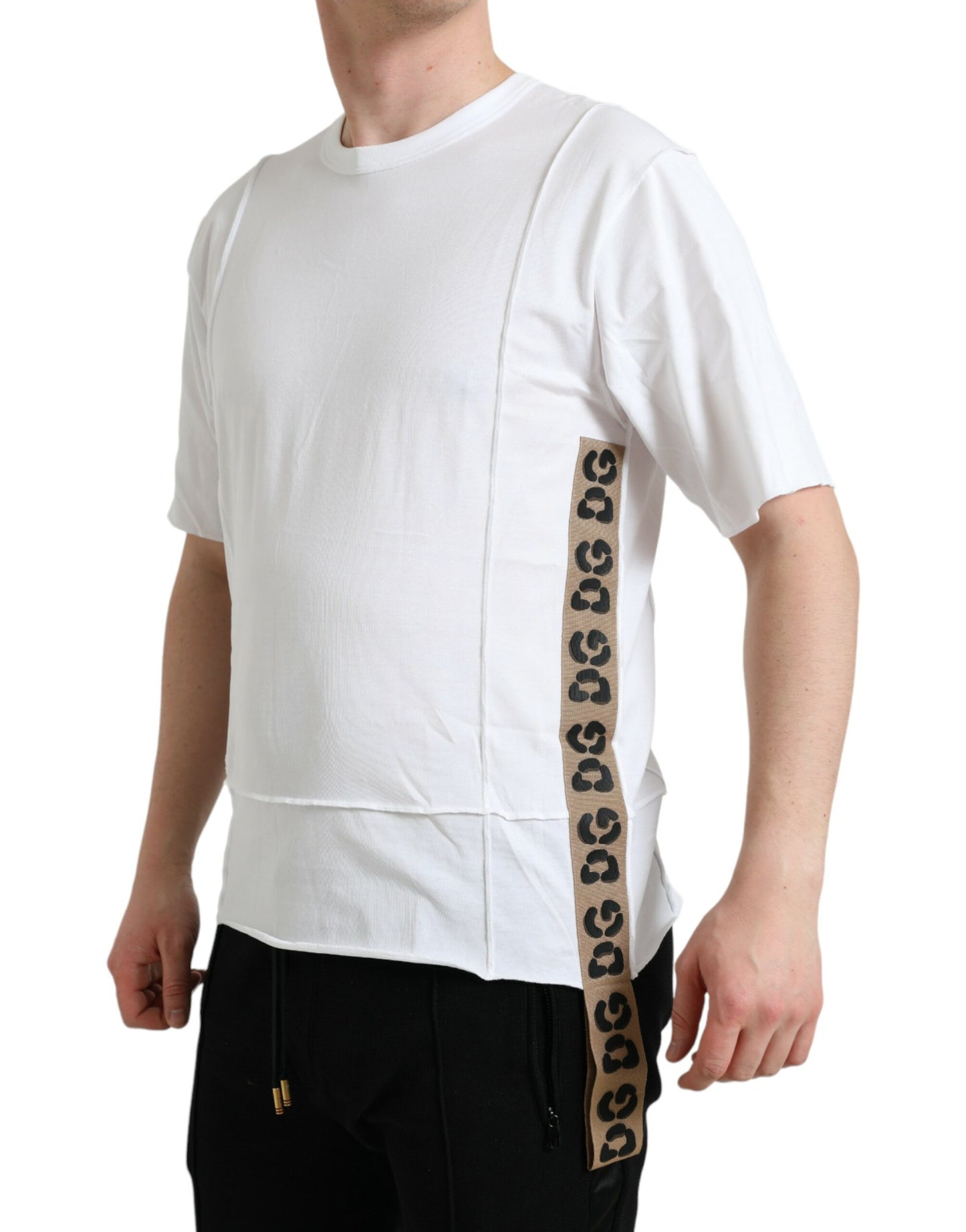 T-shirt ras du cou à manches courtes et logo blanc Dolce & Gabbana