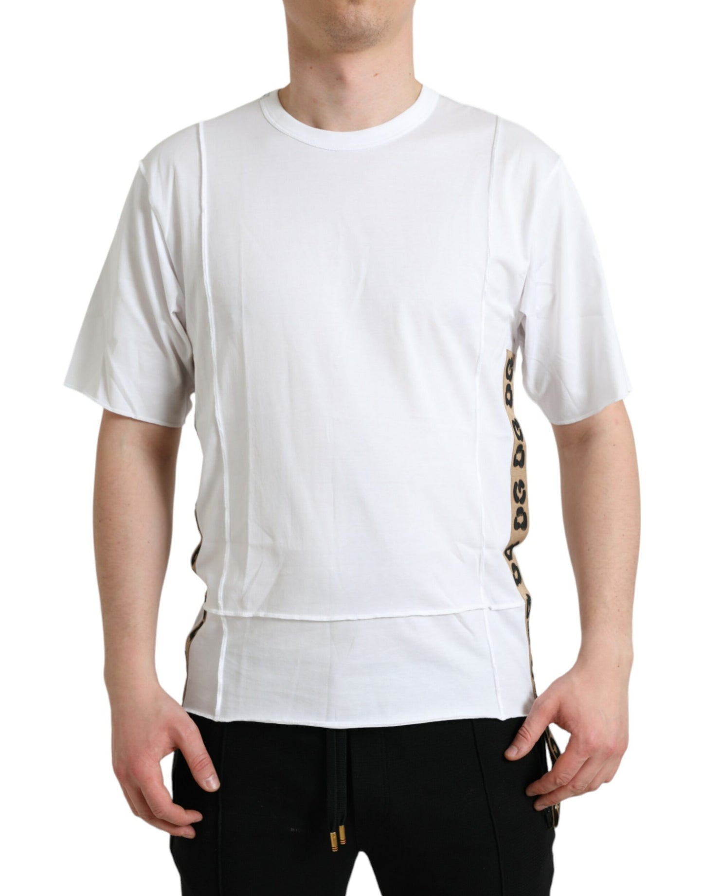T-shirt ras du cou à manches courtes et logo blanc Dolce & Gabbana