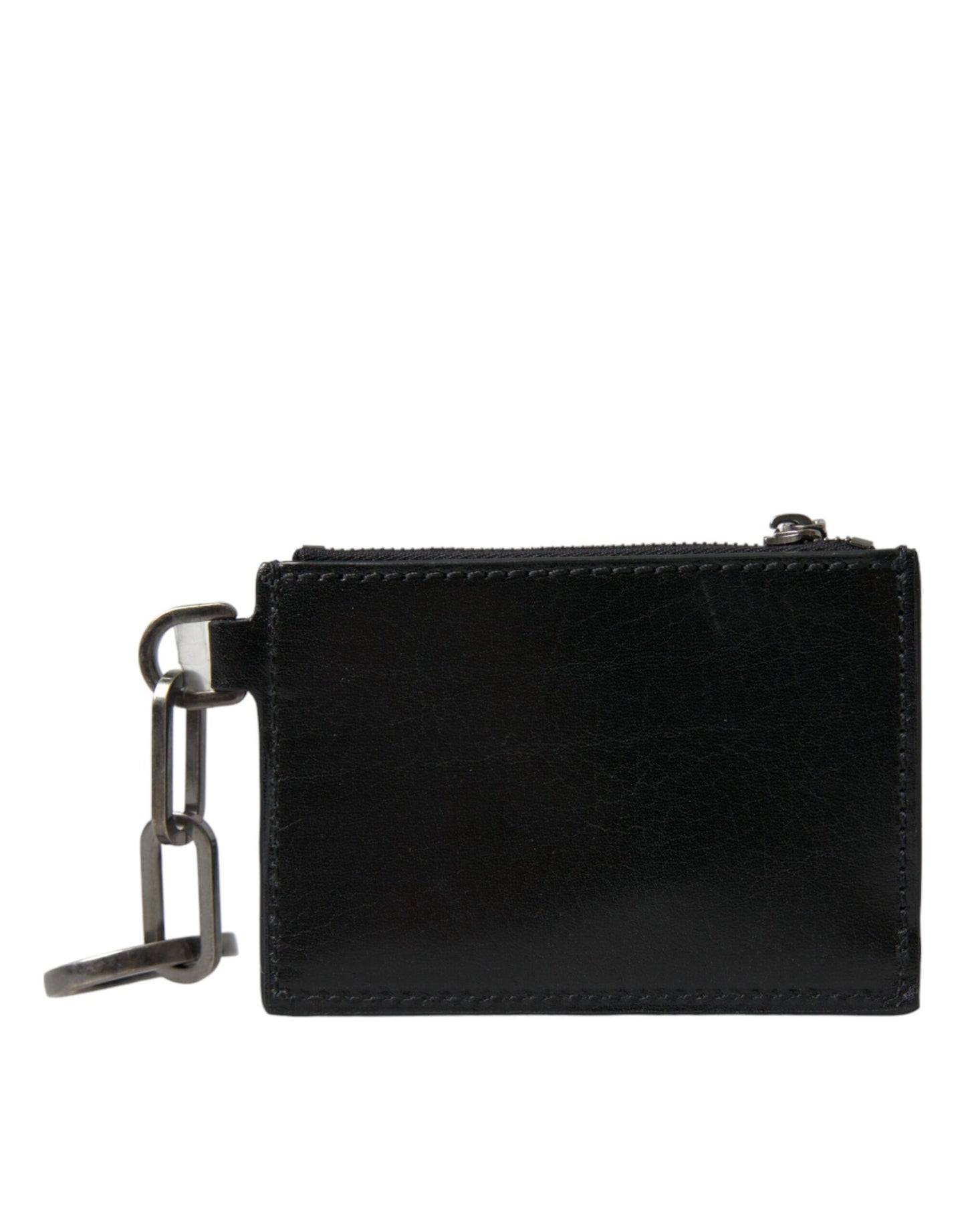 Porte-clés Dolce & Gabbana en cuir noir avec logo et fermeture éclair
