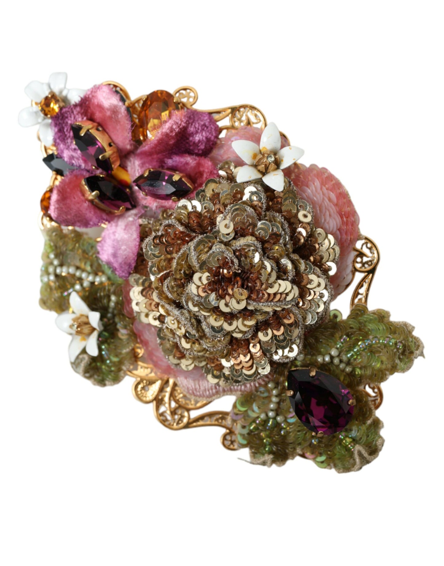 Pince à cheveux Dolce & Gabbana en laiton doré et cristal à paillettes