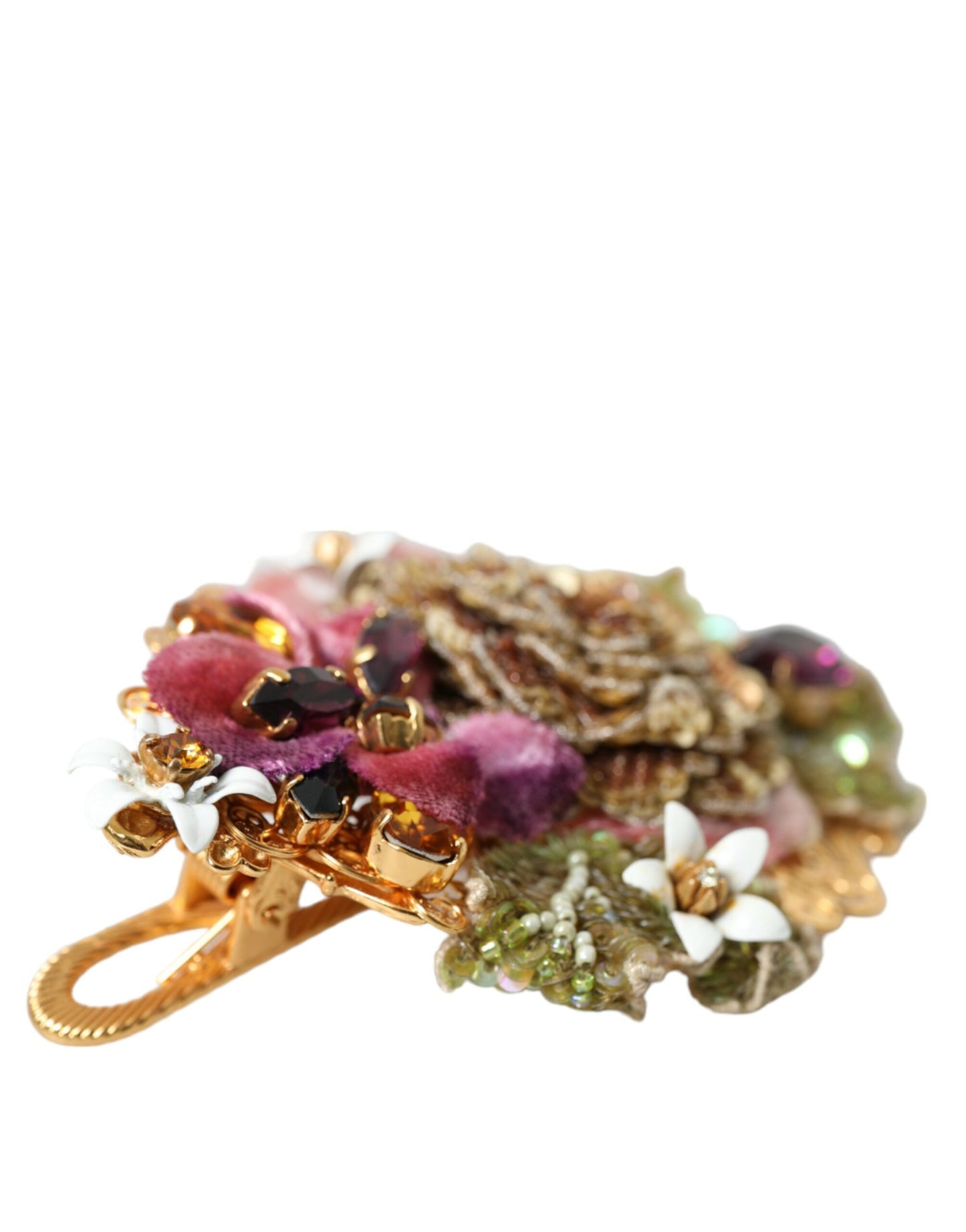 Pince à cheveux Dolce & Gabbana en laiton doré et cristal à paillettes