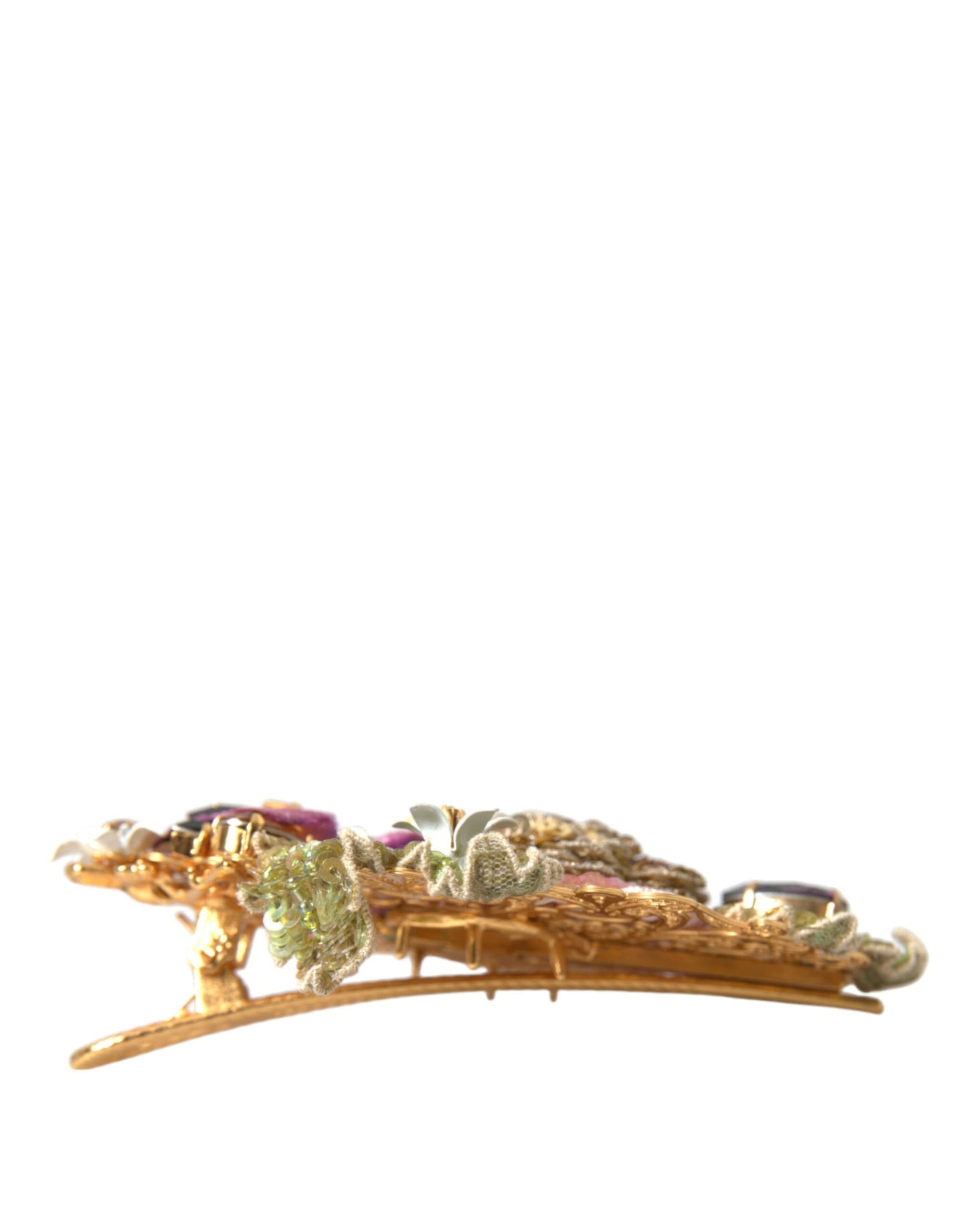 Pince à cheveux Dolce & Gabbana en laiton doré et cristal à paillettes