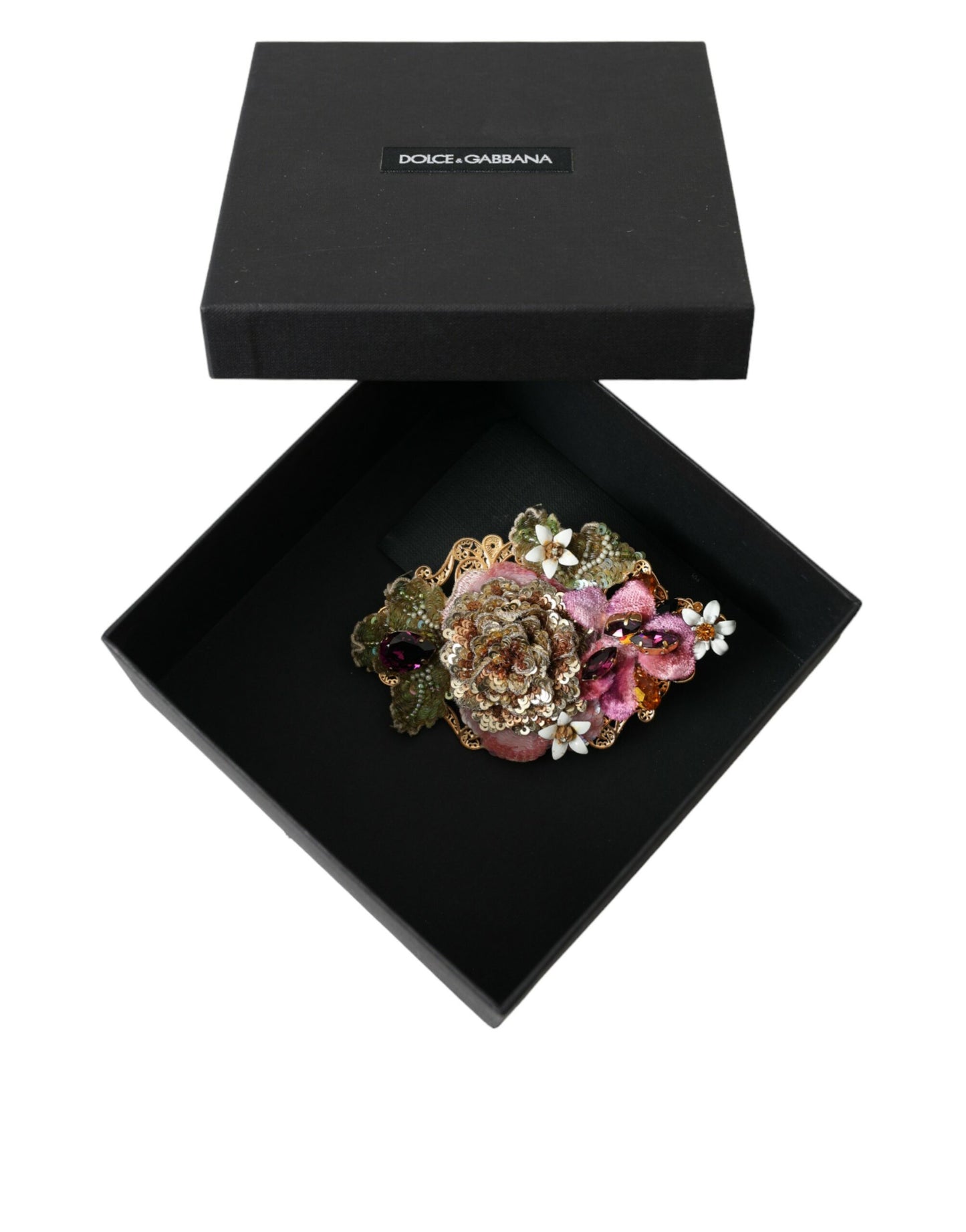 Pince à cheveux Dolce & Gabbana en laiton doré et cristal à paillettes