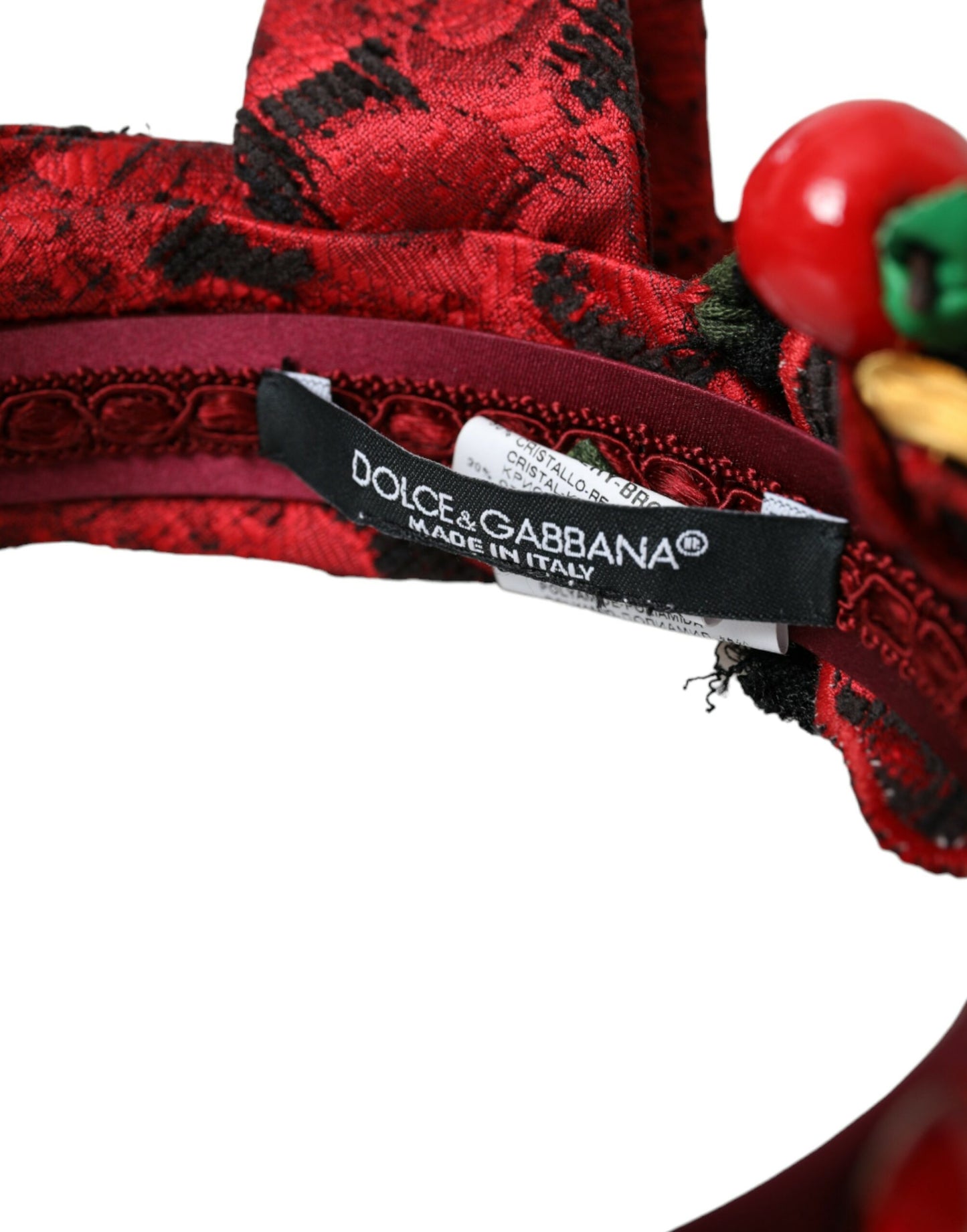 Bandeau diadème pour femme Dolce & Gabbana à ornements cerises rouges de Sicile