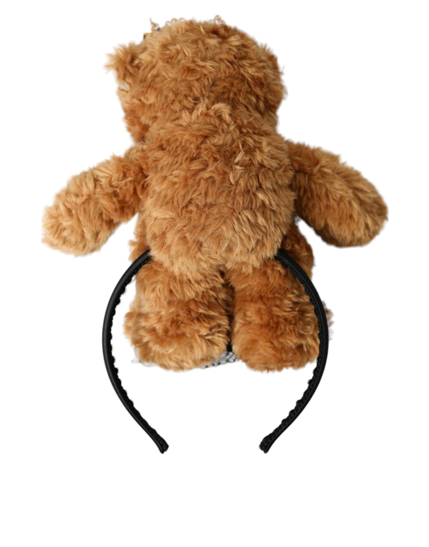 Serre-tête et diadème en forme de couronne de cristal doré avec ours en peluche marron Dolce & Gabbana