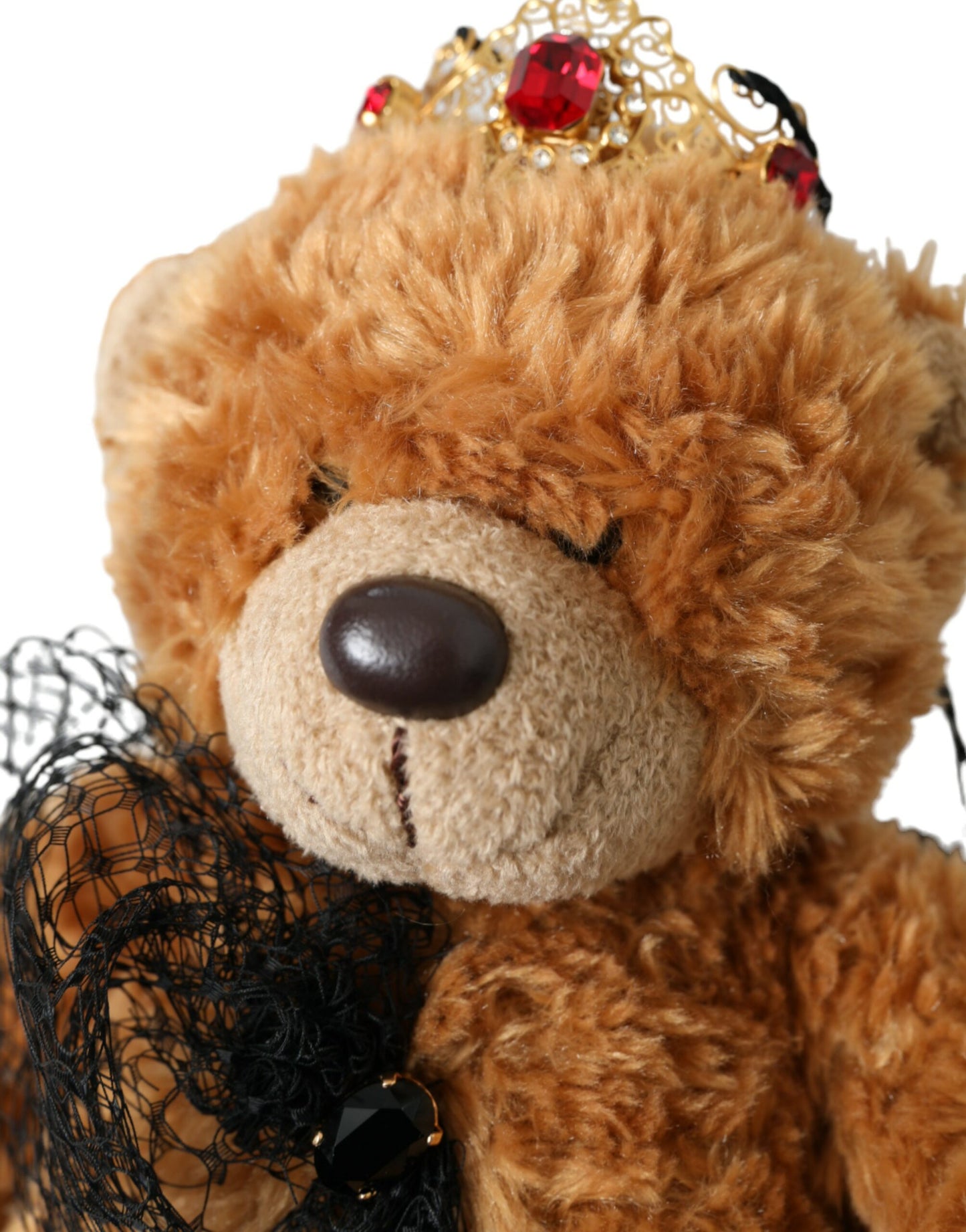 Serre-tête et diadème en forme de couronne de cristal doré avec ours en peluche marron Dolce & Gabbana