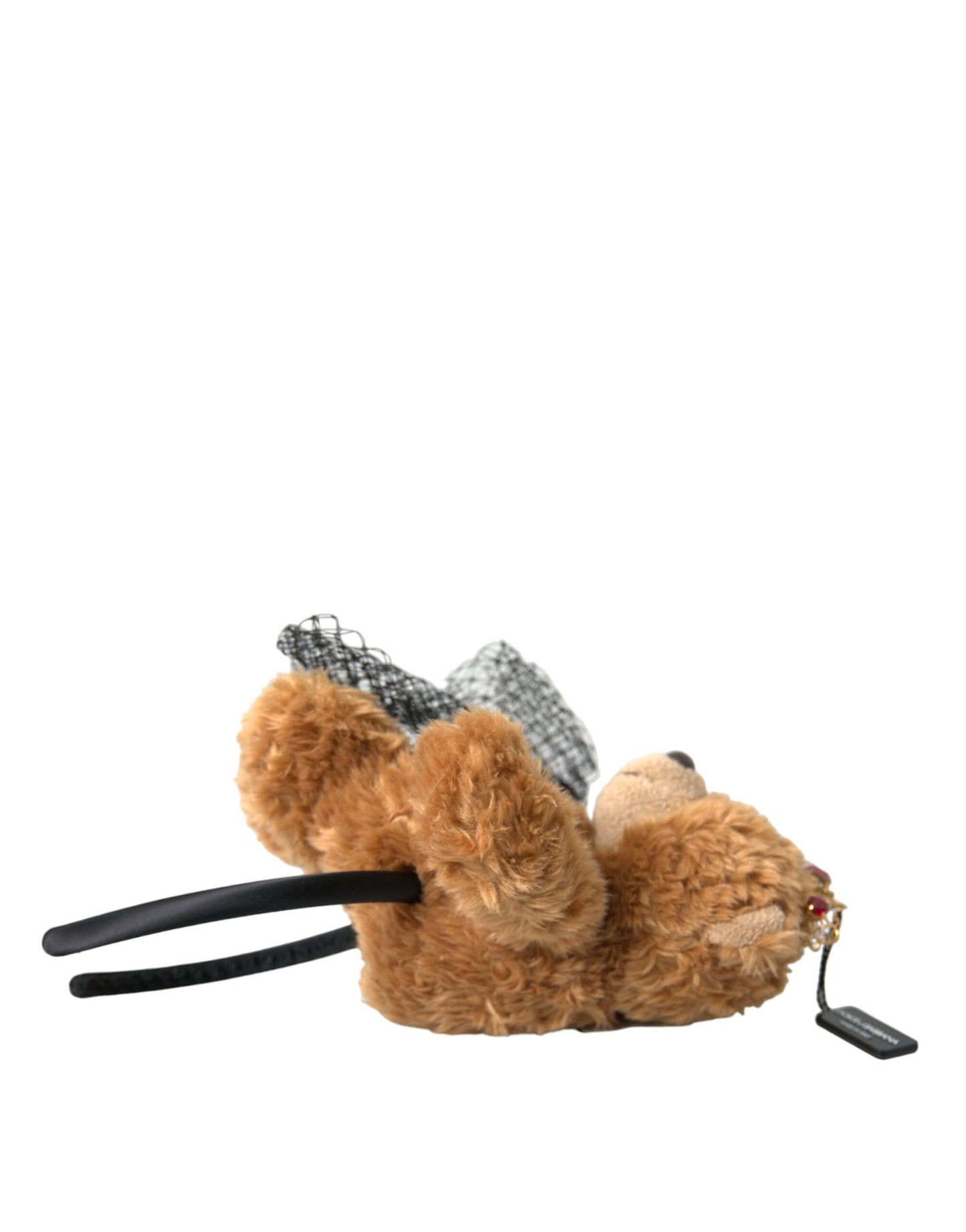 Serre-tête et diadème en forme de couronne de cristal doré avec ours en peluche marron Dolce & Gabbana