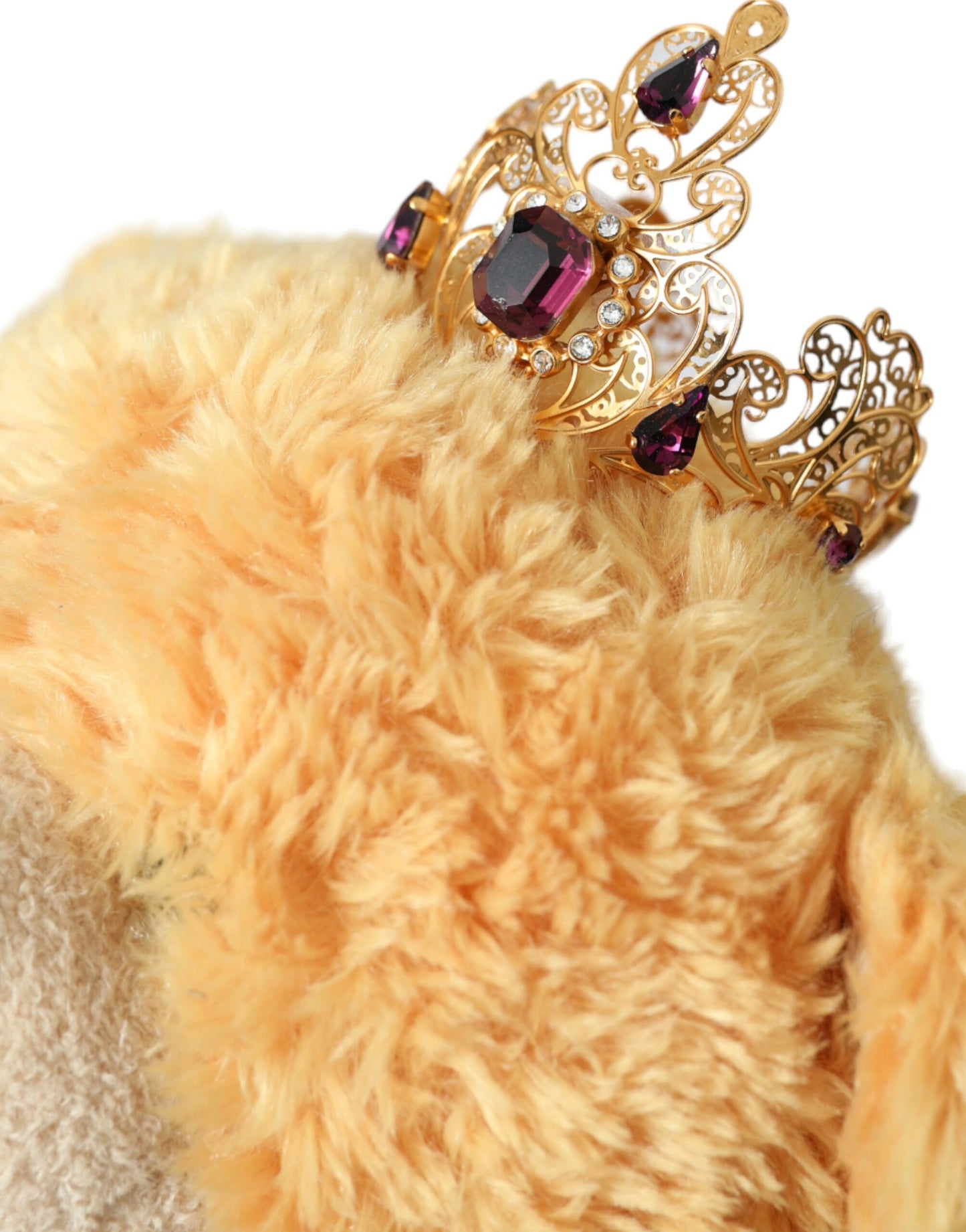 Serre-tête et diadème en forme de couronne de cristal doré avec ours en peluche marron Dolce & Gabbana