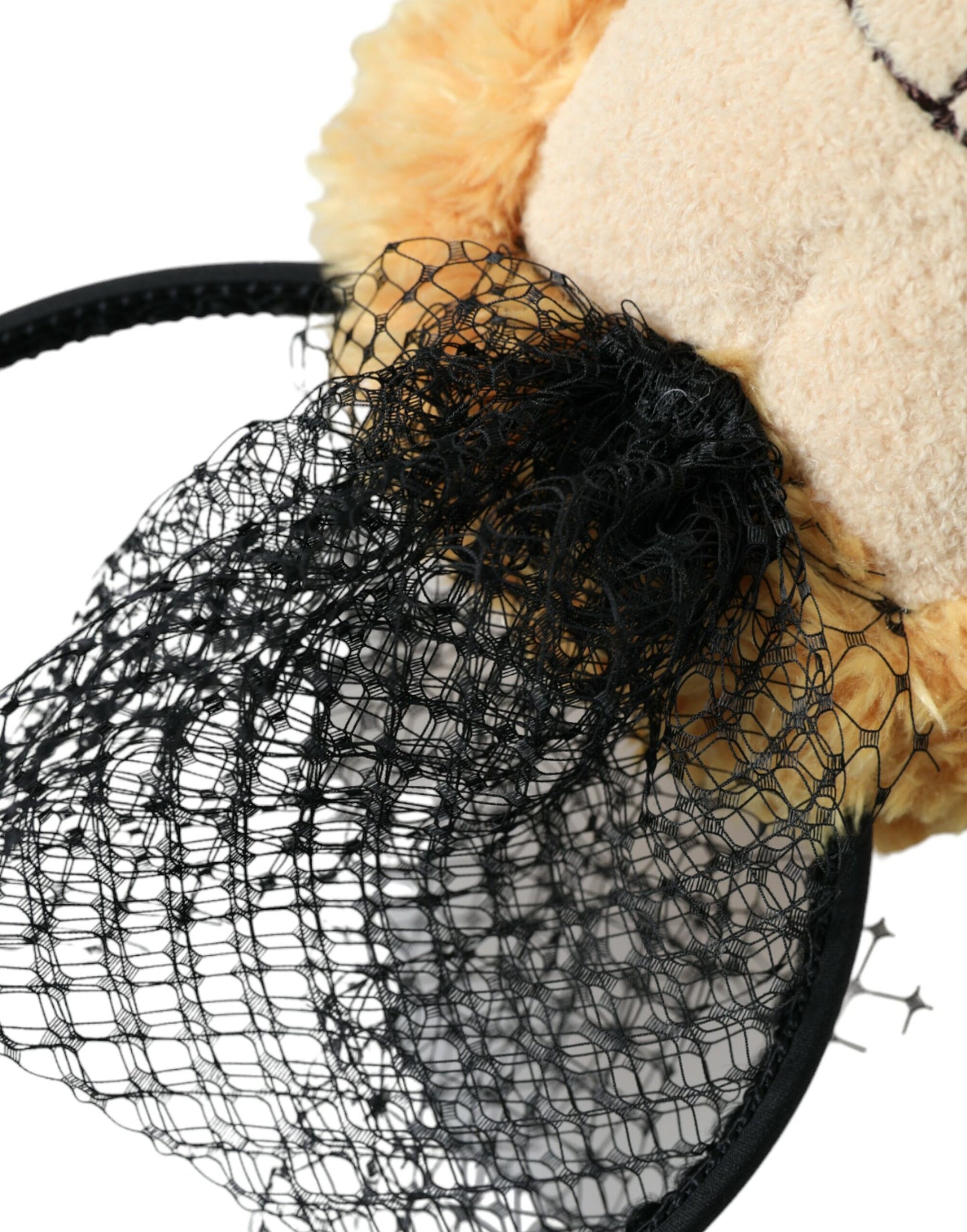 Serre-tête et diadème en forme de couronne de cristal doré avec ours en peluche marron Dolce & Gabbana