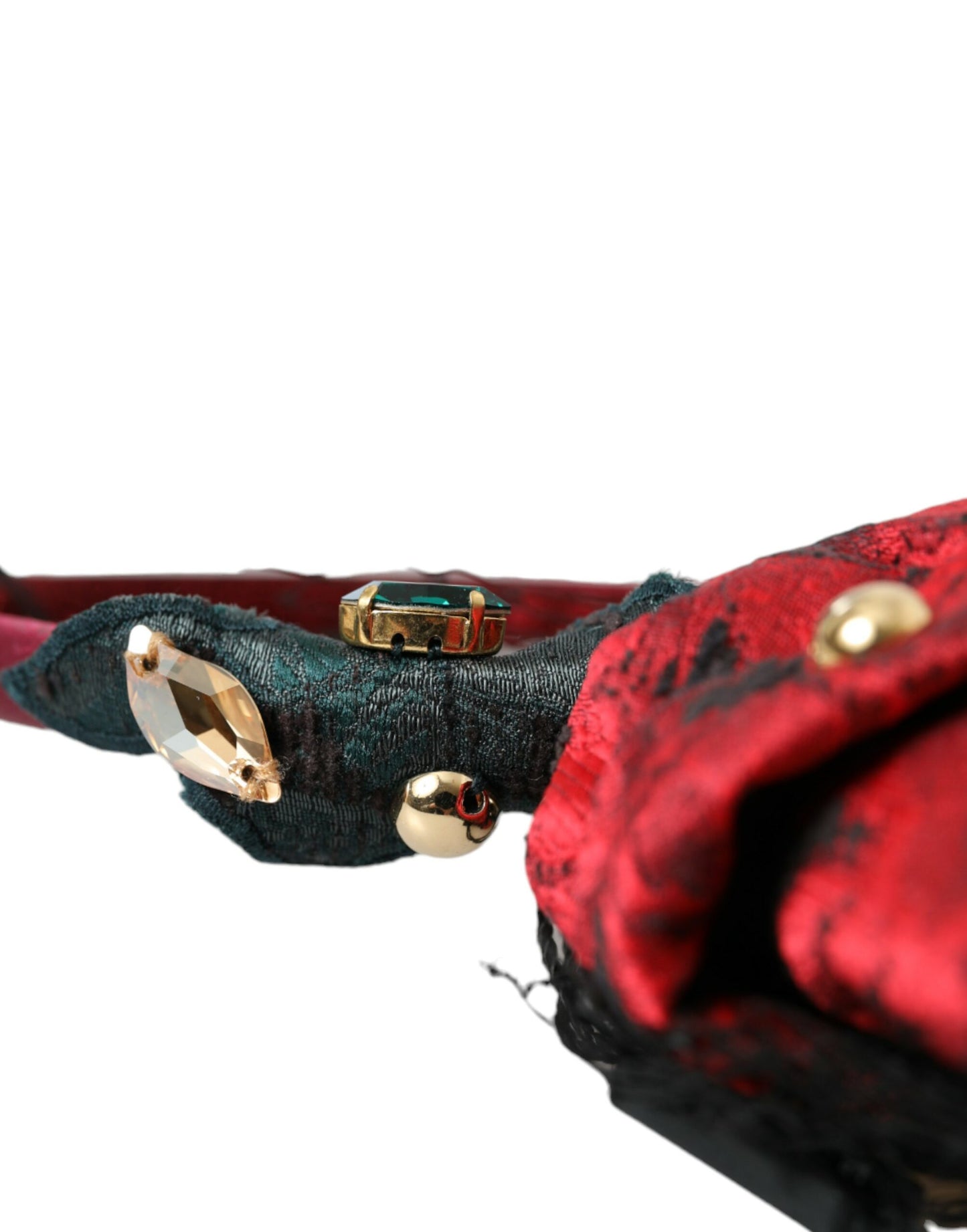 Bandeau-diadème Dolce & Gabbana multicolore en soie et cristal avec logo