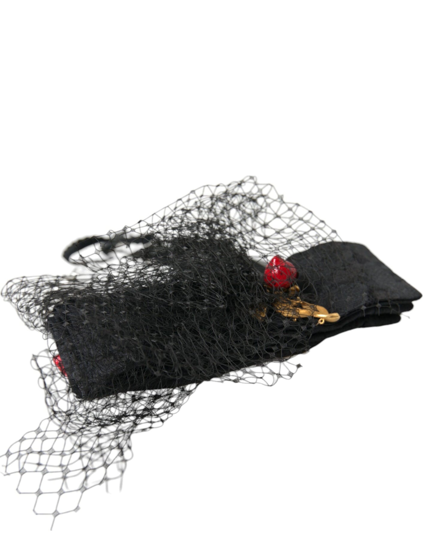 Serre-tête diadème en maille de cristal de Sicile à la fraise noire Dolce & Gabbana